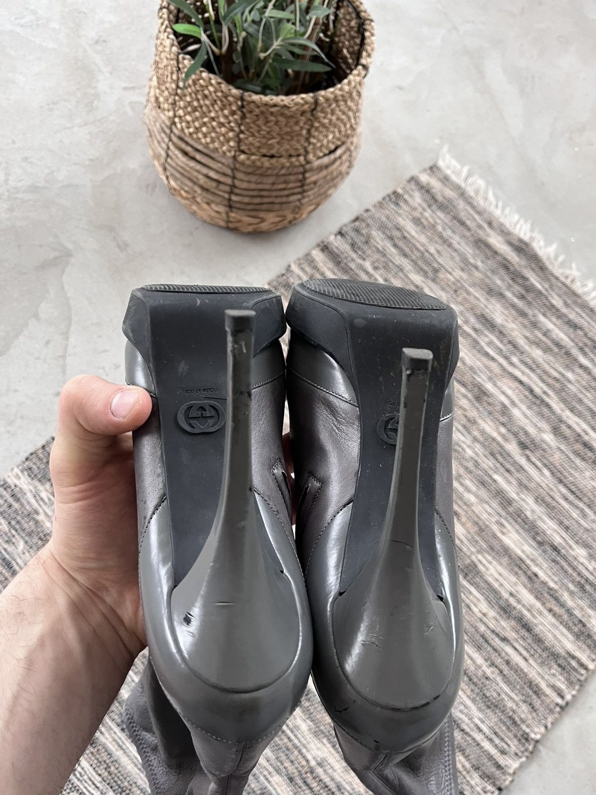 Gucci Rare Gucci Wimbledon Grey Leather Platform Ankle Heels Boots Size US 8.5 / IT 38.5 - 21 Thumbnail