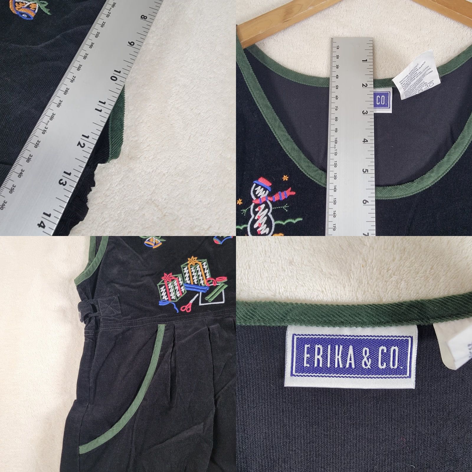 Vintage VINTAGE Christopher & Banks Holiday Jumper Dress Womens Green Corduroy Long Sleeveless Snowman Embroidered 90s Christmas Winter Party/Cocktail Casual Size M / US 6-8 / IT 42-44 - 9 Thumbnail