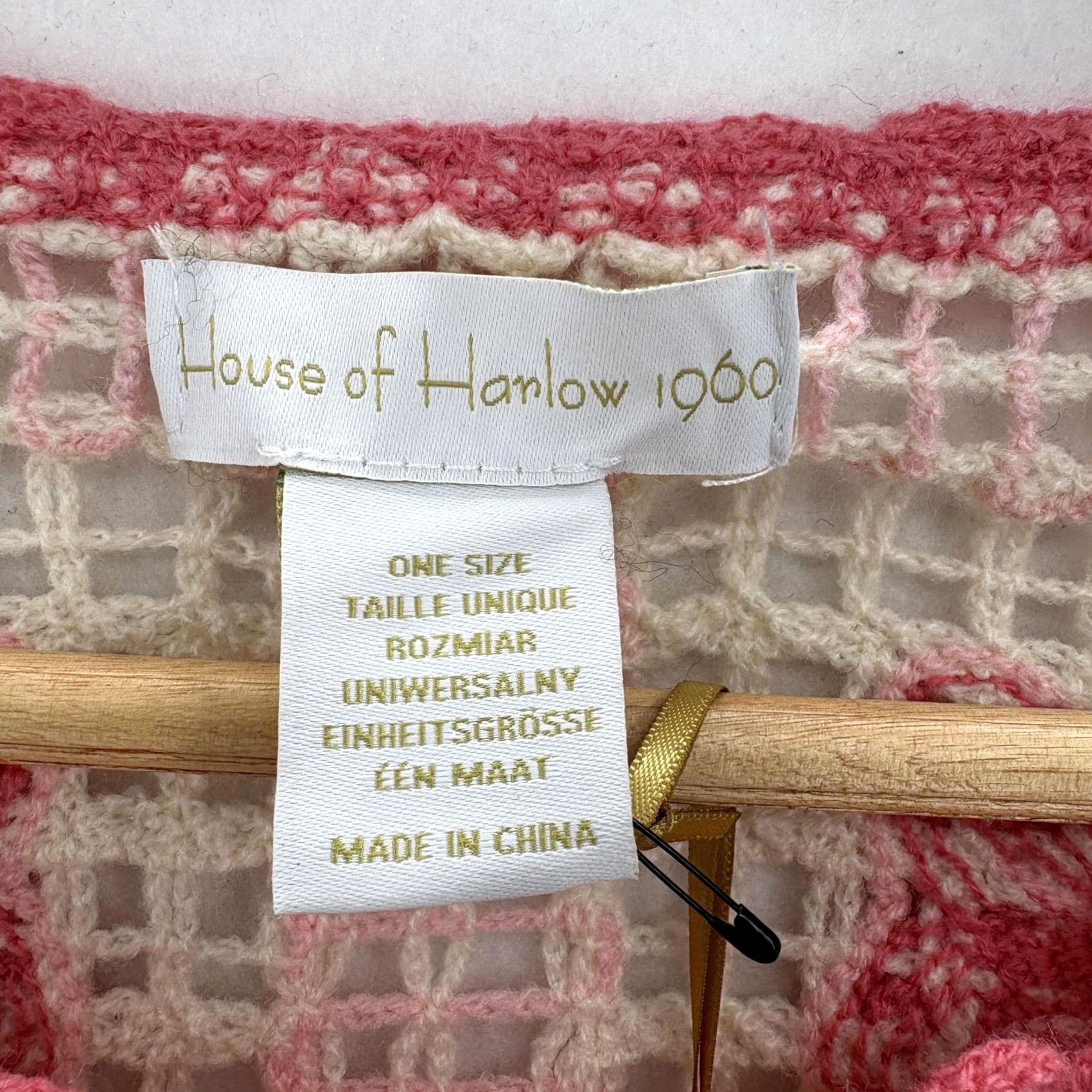 Vintage House Of Harlow 1960 Sweater Womens One Size Pink Crochet Floral Fringe Boho NWT Size ONE SIZE - 4 Thumbnail