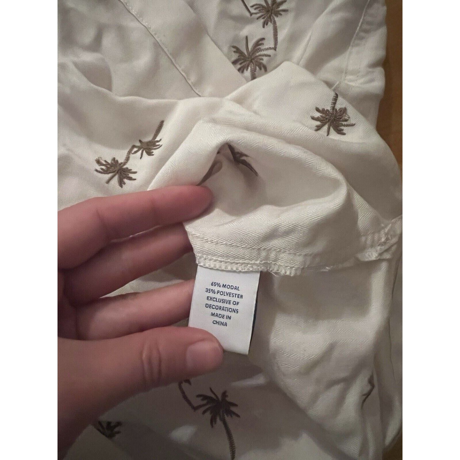 Vintage Caribbean Cream Gold Embroidered Palm Tree Short Sleeve Size US XXL / EU 58 / 5 - 6 Thumbnail
