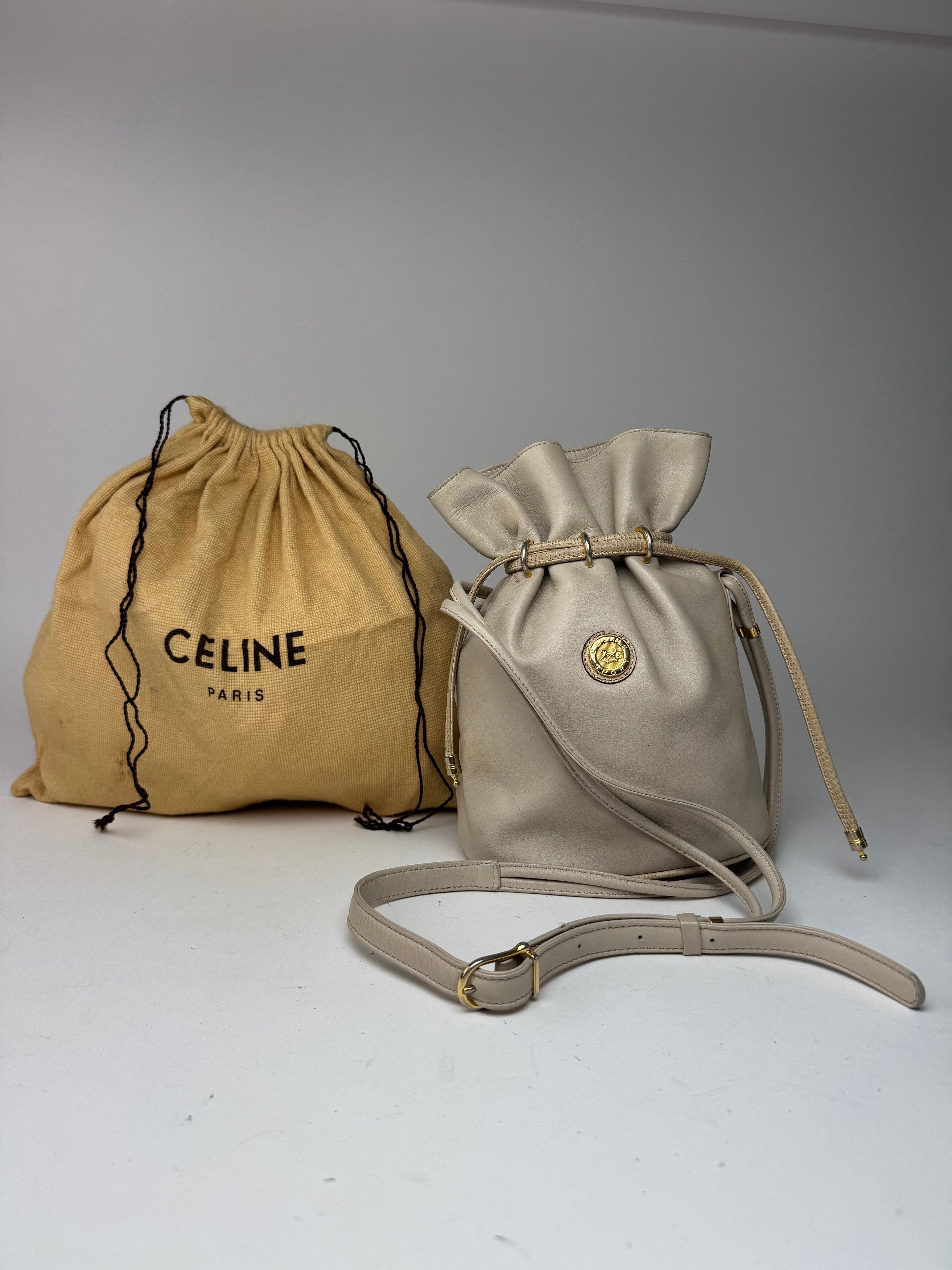 Celine Vintage Seau16 leather bag grey white Size ONE SIZE - 1 Thumbnail