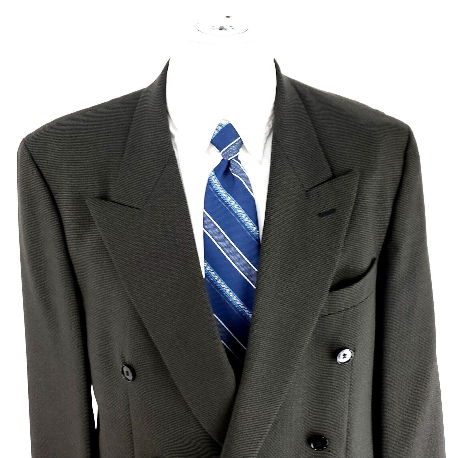 Lord & Taylor Lord & Taylor Wool Double Breasted Peak Lapel Blazer 40R Gre Size 40R - 1 Thumbnail