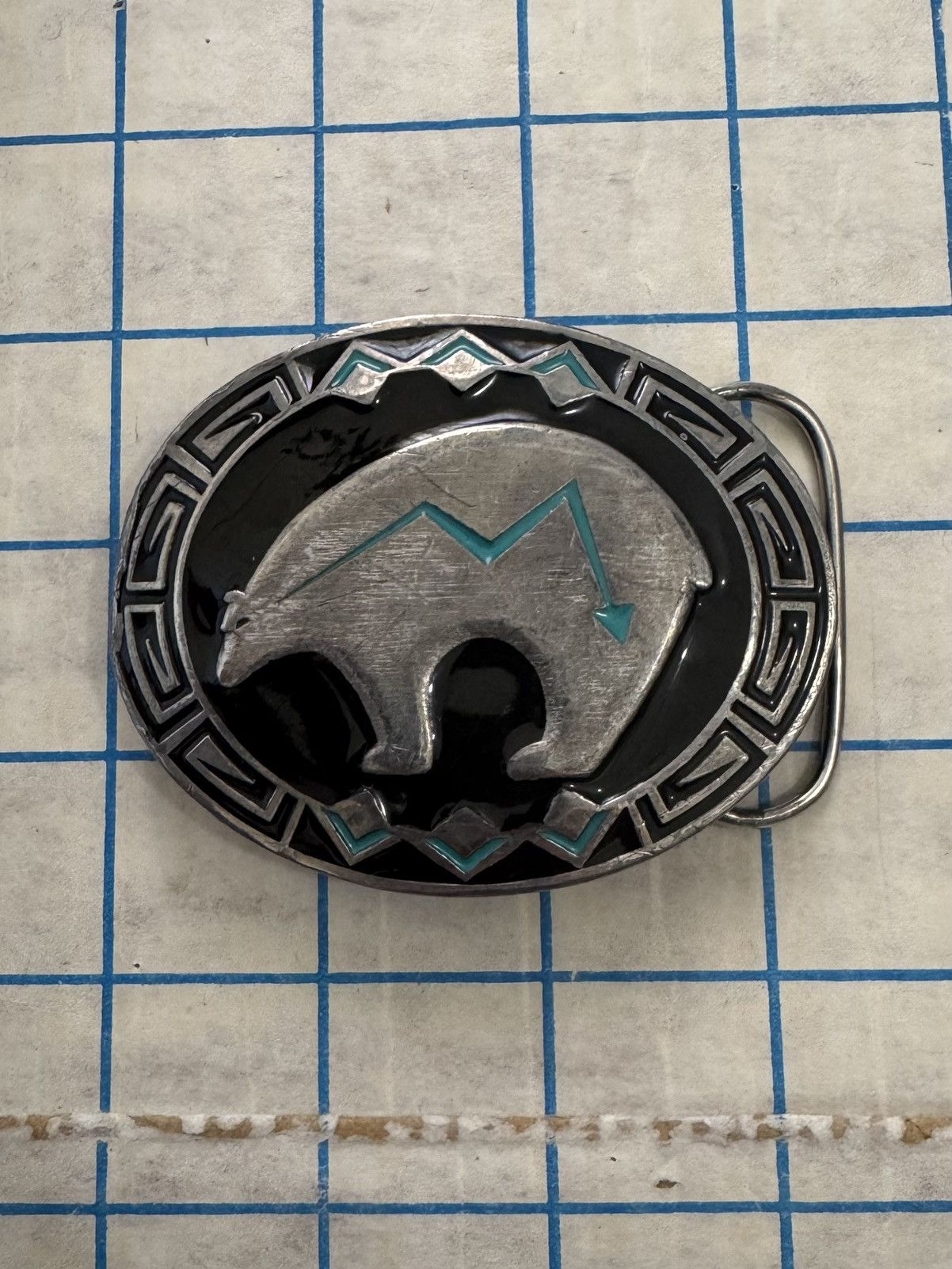 Other × Vintage Vintage Siskiyou Bear Market Turquoise Western Belt Buckle Size ONE SIZE - 6 Thumbnail