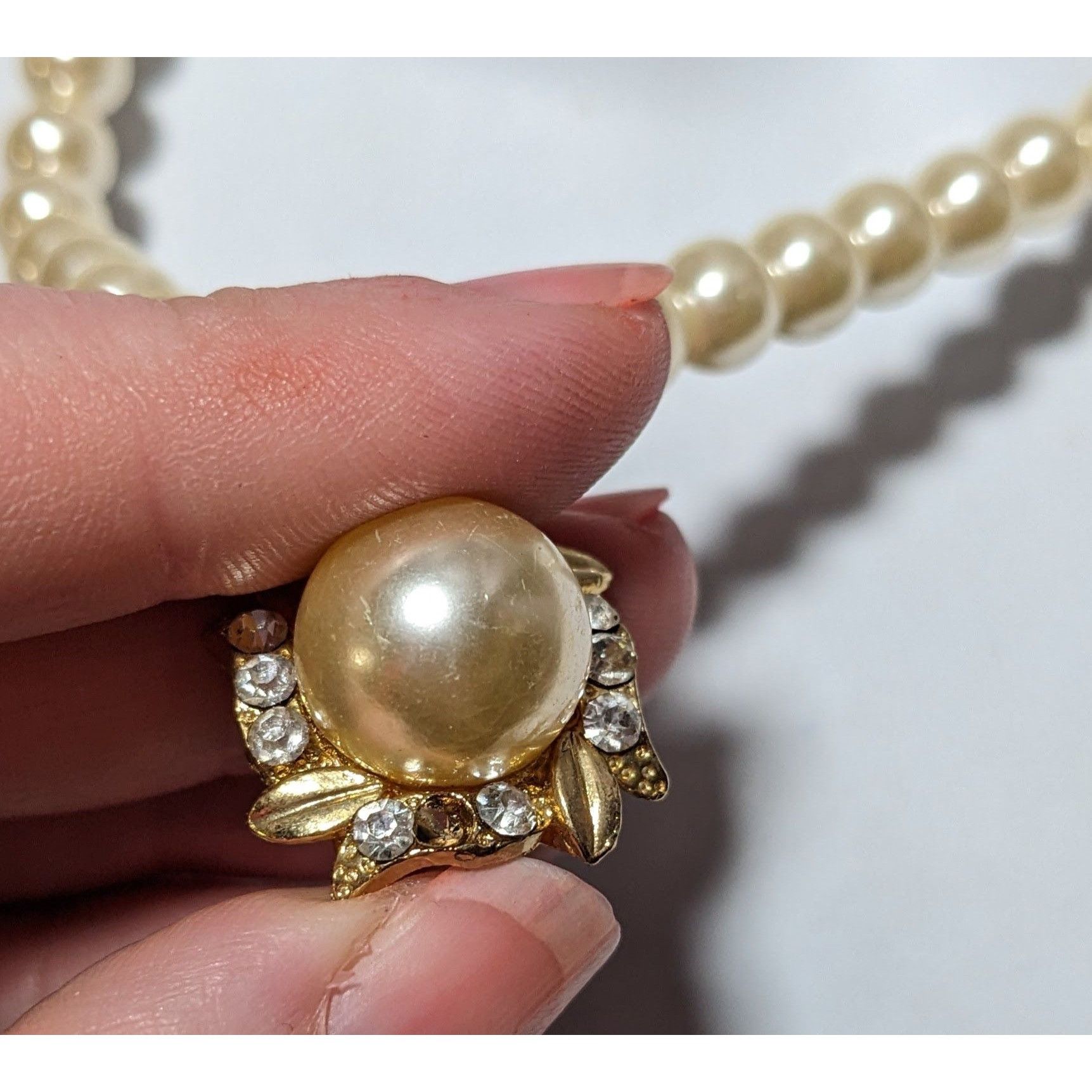 Other Vintage Floral Gold Pearl Rhinestone Pendant Necklace Size ONE SIZE - 9 Thumbnail