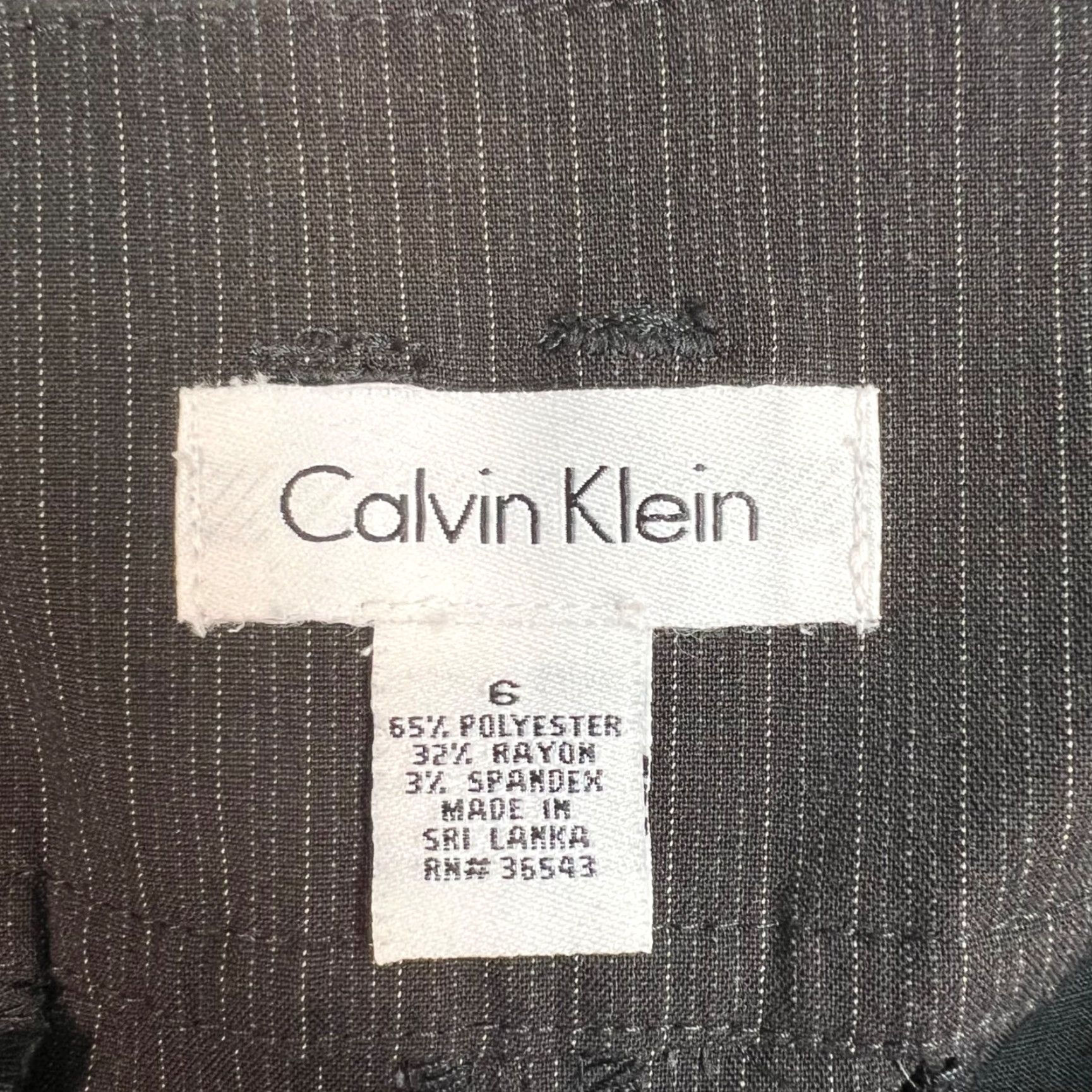 Calvin Klein Calvin Klein Womens Slim Fit Dress Pants Charcoal Pinstripe Riley Trousers Size 28" / US 6 / IT 42 - 3 Thumbnail