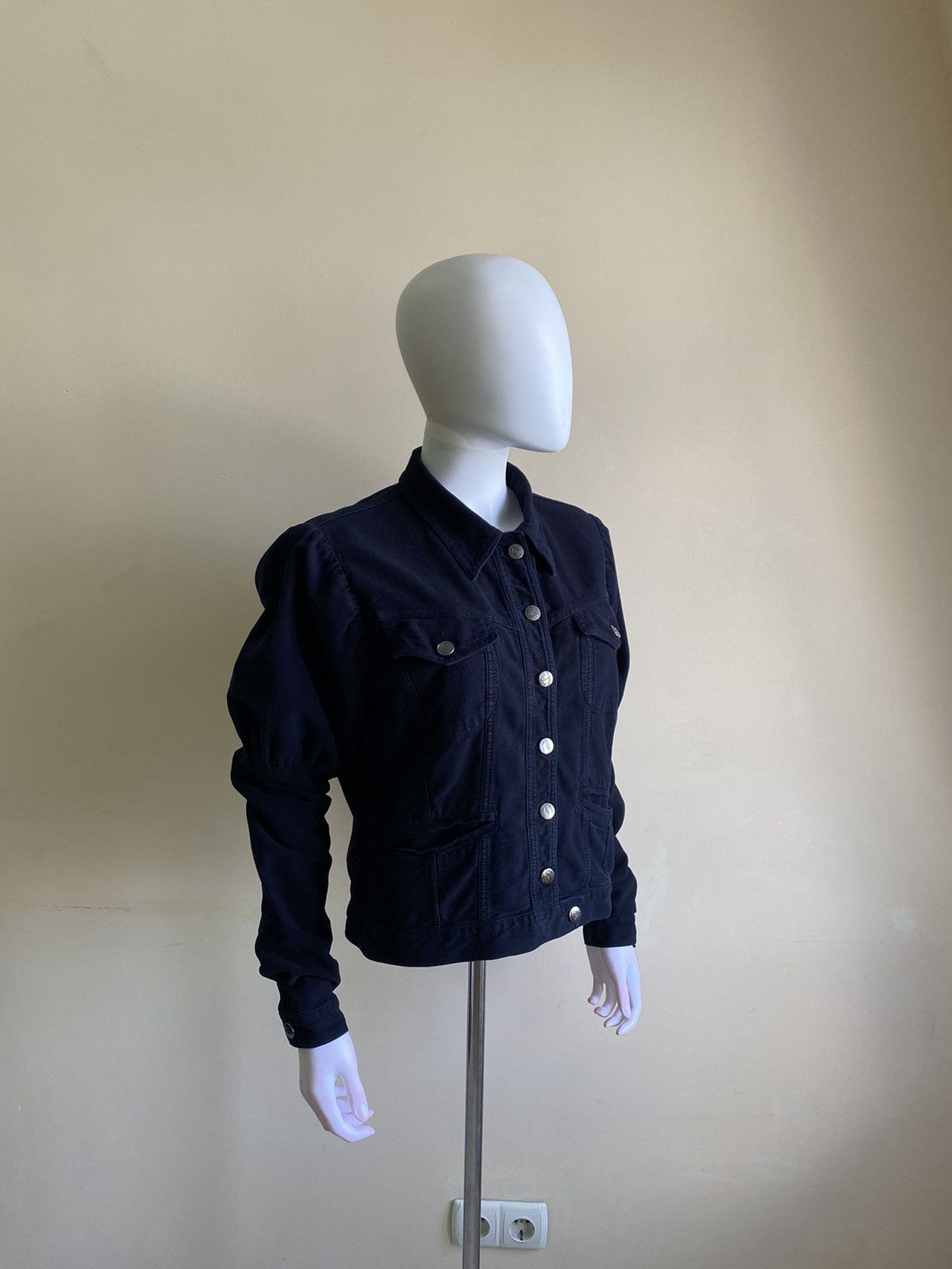 Just Cavalli Velour Dark Blue Button Up Jacket Size S-M