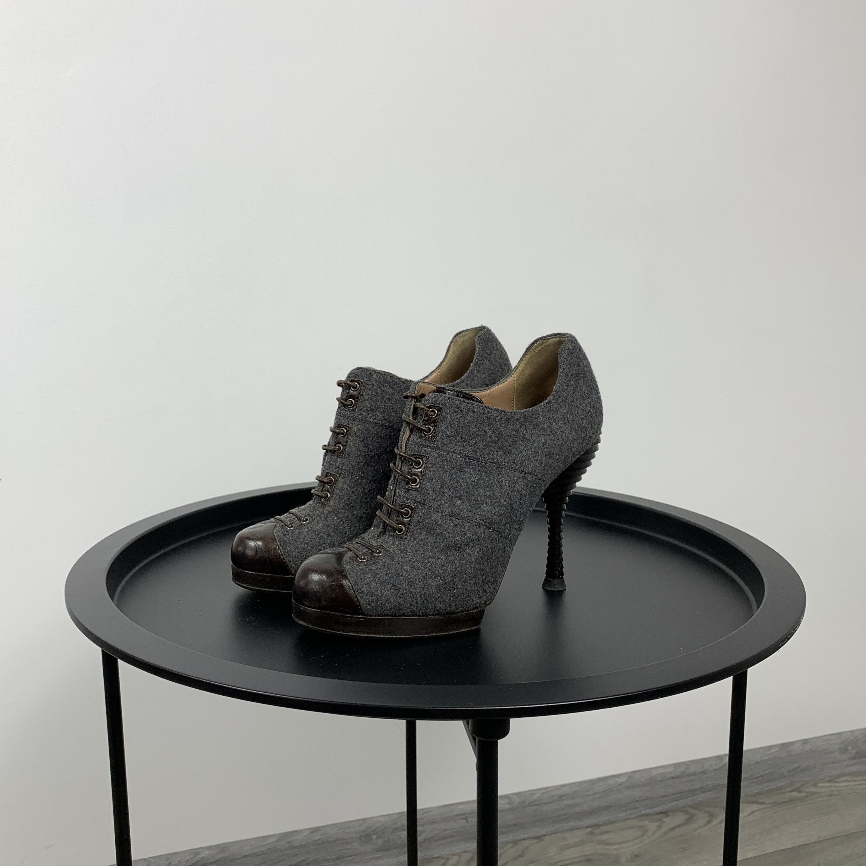 Emporio Armani Emporio Armani Grey Womens's Tweed Heels Shoes Size US 7.5 / IT 37.5 - 1 Thumbnail
