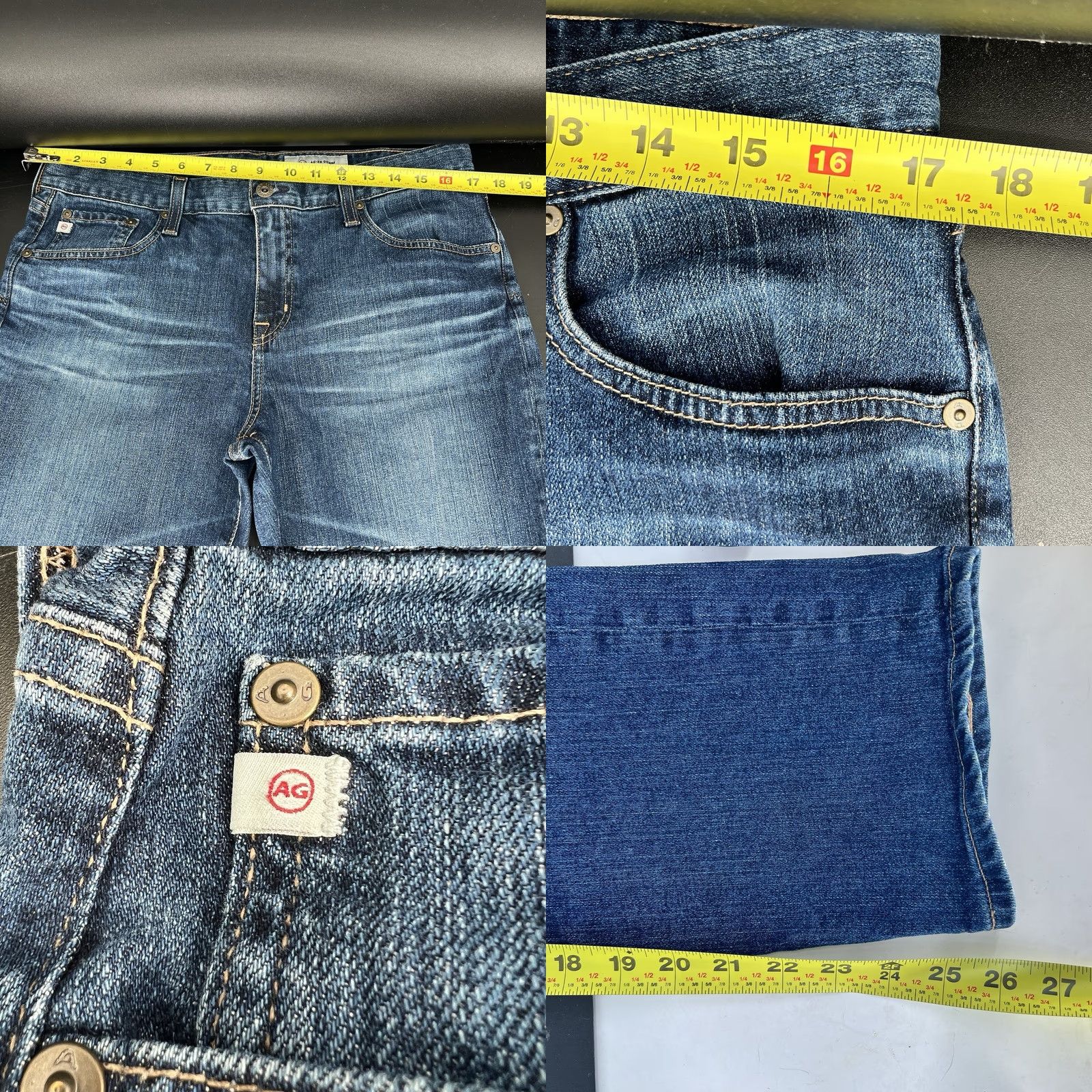 Vintage AG Adriano Goldschmied Jeans 31 Blue Boyfriend Slim Slim Jeans Womens 27in Inseam Blue Embroidered Logo Denim Cotton N/A Vintage No Ladies Size 24" / US 00 / IT 34 - 9 Thumbnail