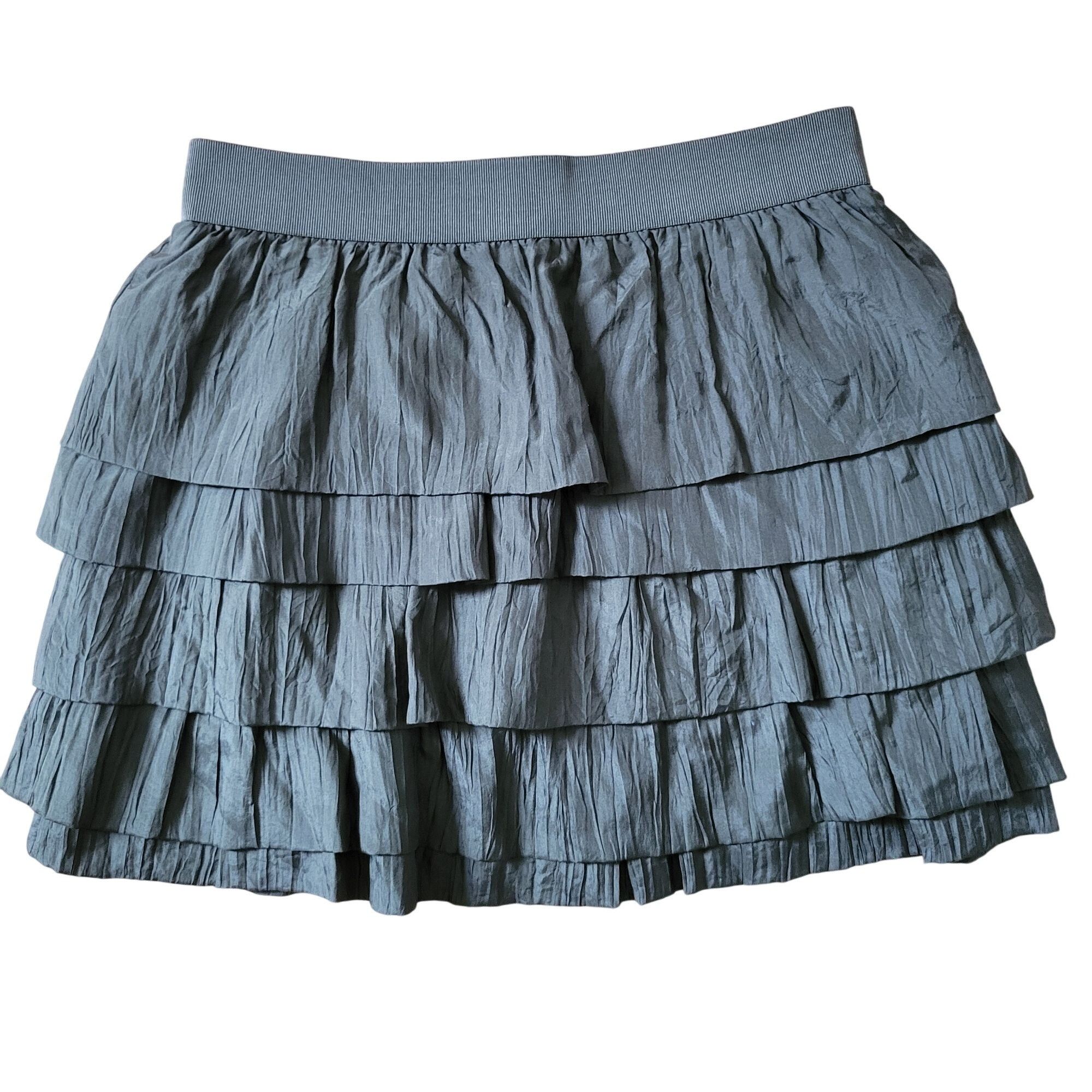 J.Crew J Crew 4 Green Tiered Ruffle Silk Skirt Size 4 HABOTAI Crink Size 27" / US 4 / IT 40 - 1 Thumbnail