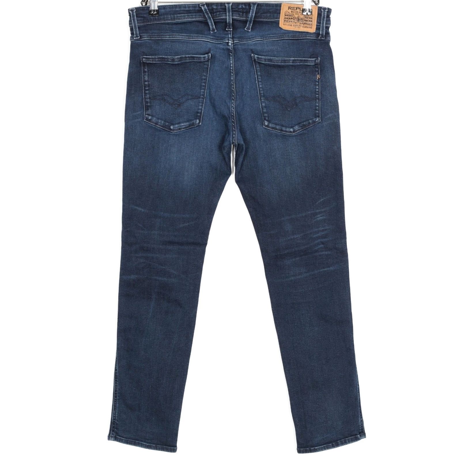 Replay REPLAY ANBASS Stretch Slim Fit Jeans Men W36 L32 Inseam 30" Blue 5-Pocket Denim Cotton Polyester Elastane Jeans Mens Slim 36/32 Size US 36 / EU 52 - 2 Thumbnail