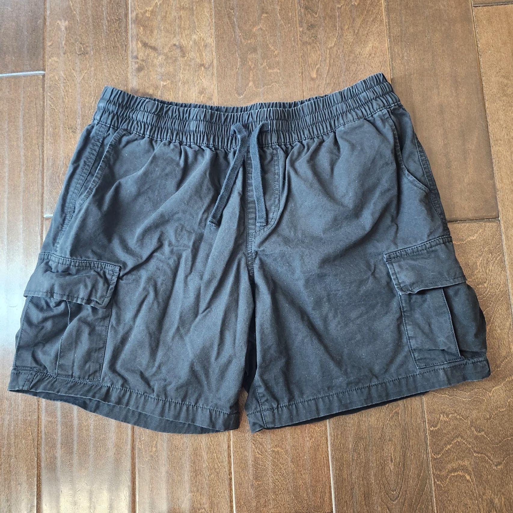 Rsq RSQ Cargo Shorts Mens M Black Elastic Waist Drawstring Casual Cotton Regular Beach Outdoor 90s style Size US 31 - 2 Thumbnail