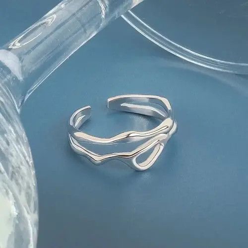 Handmade × Jewelry Abstract Ring Veins Silver Modern Punk Art Psychedelic Size ONE SIZE - 1 Thumbnail