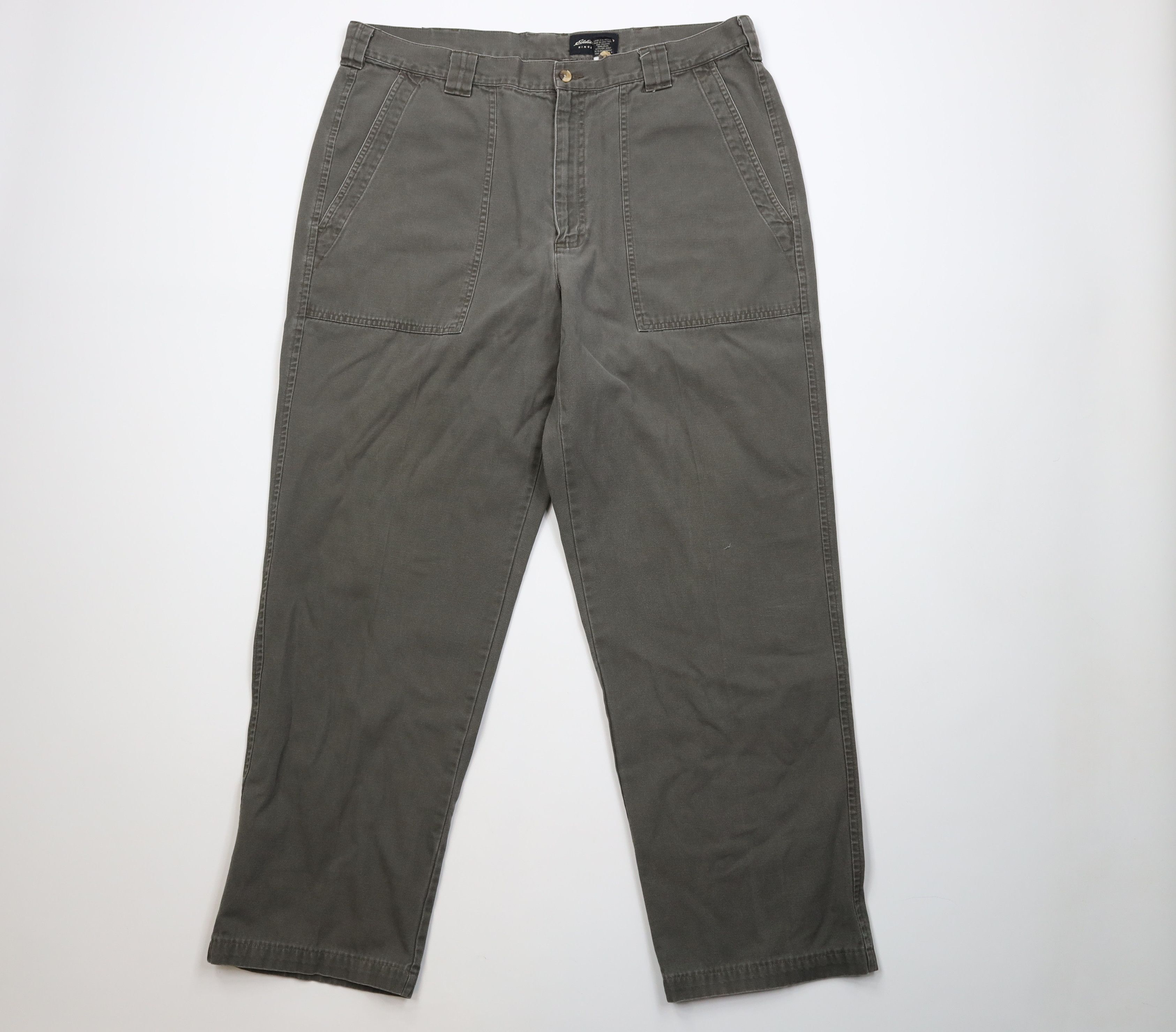 Eddie Bauer Vintage 90s Eddie Bauer Canvas Wide Leg Utility Pants Green Size US 40 / EU 56 - 1 Thumbnail