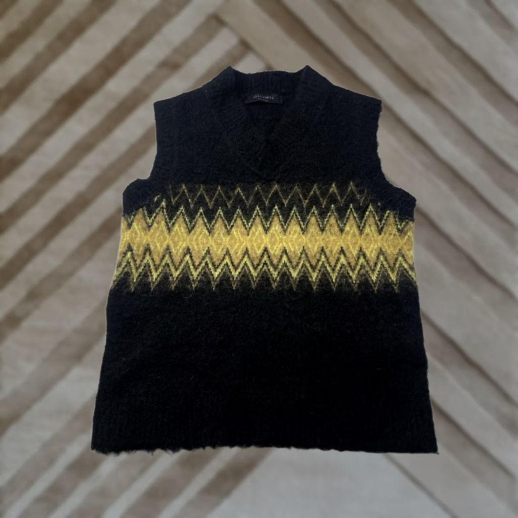 Allsaints AllSaints Clyde Tank Sweater Vest Womens M Black V Neck Wool Mohair Knit Vest Lightweight All Seasons Fashion, Classic, Designer, Preppy Size M / US 6-8 / IT 42-44 - 1 Thumbnail
