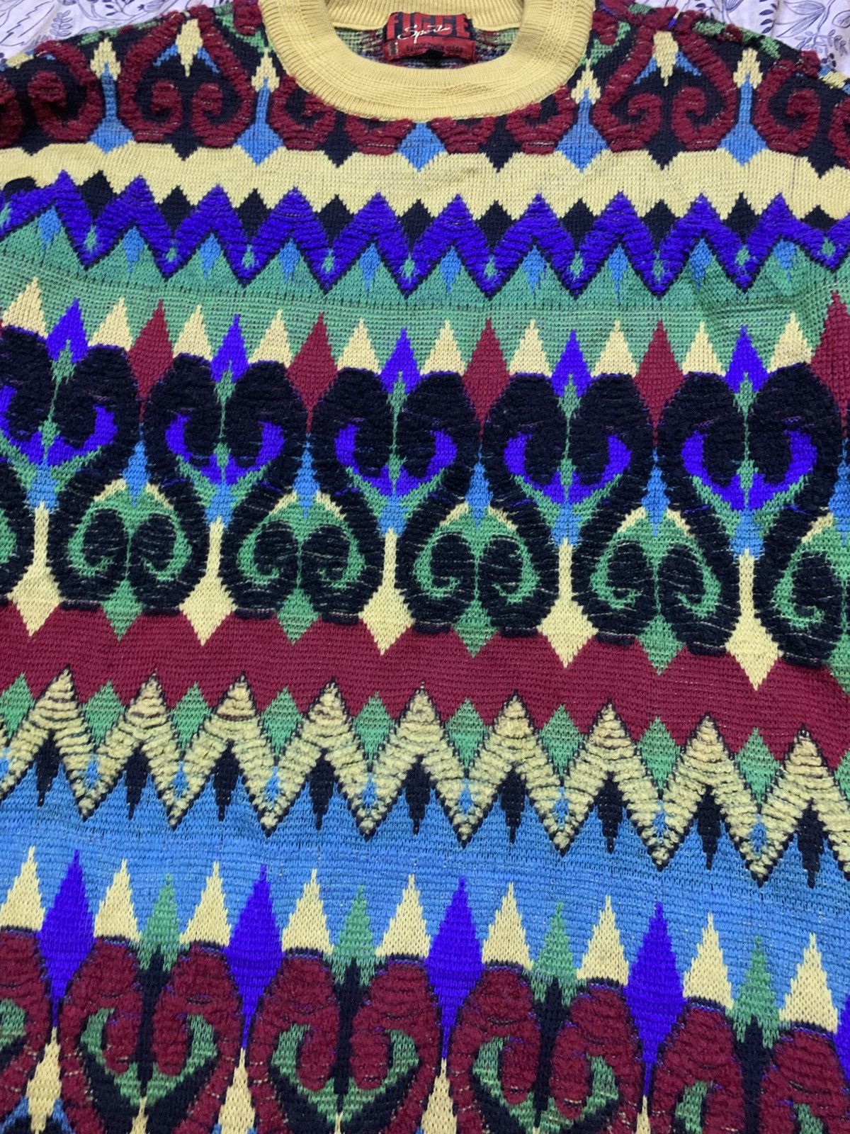 Yoshiyuki Konishi Vintage Ficce Knitted Psychedelic Multi Pattern Wool Size US L / EU 52-54 / 3 - 7 Thumbnail