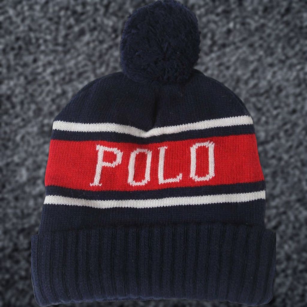 Polo Ralph Lauren Polo Ralph Lauren USA Navy Blue Red Wool Pom Pom Beanie Hat NWT Skull Size US M / EU 48-50 / 2 - 1 Preview