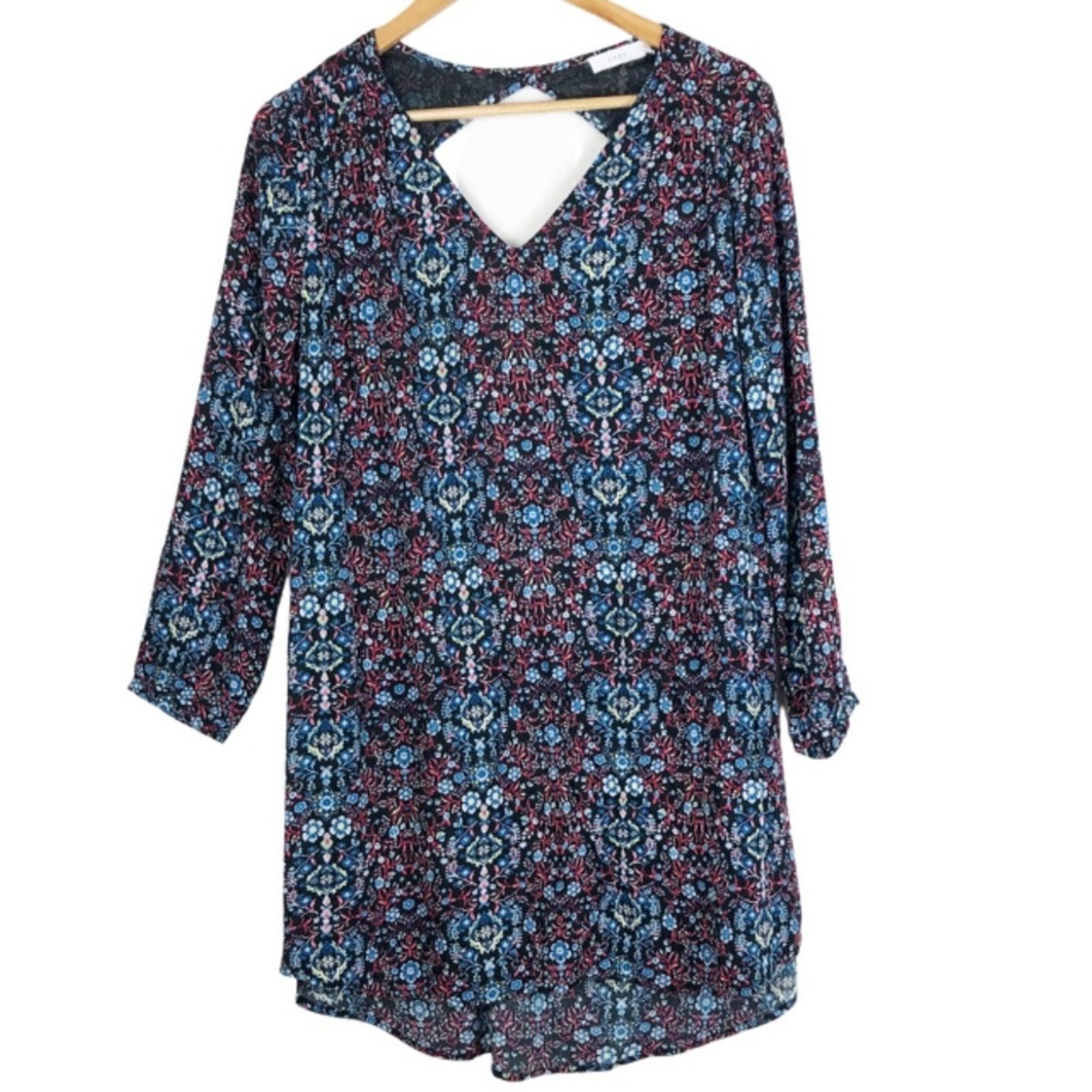 Nordstrom Lush Women’s Floral Back Cut Out Mini Boho Patterned Dress Size S / US 4 / IT 40 - 2 Thumbnail