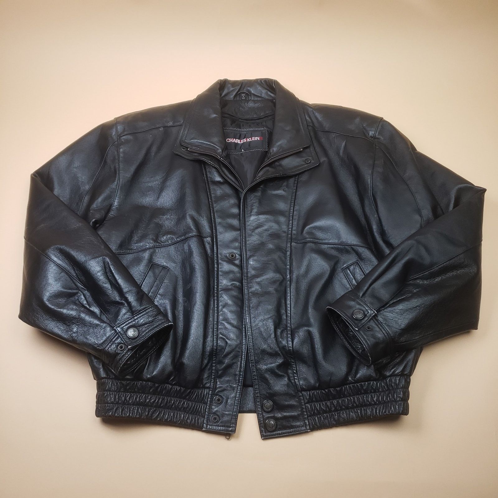 Vintage Charles Klein Leather Bomber Jacket XL Mens Full Zip Biker Size US L / EU 52-54 / 3 - 6 Thumbnail