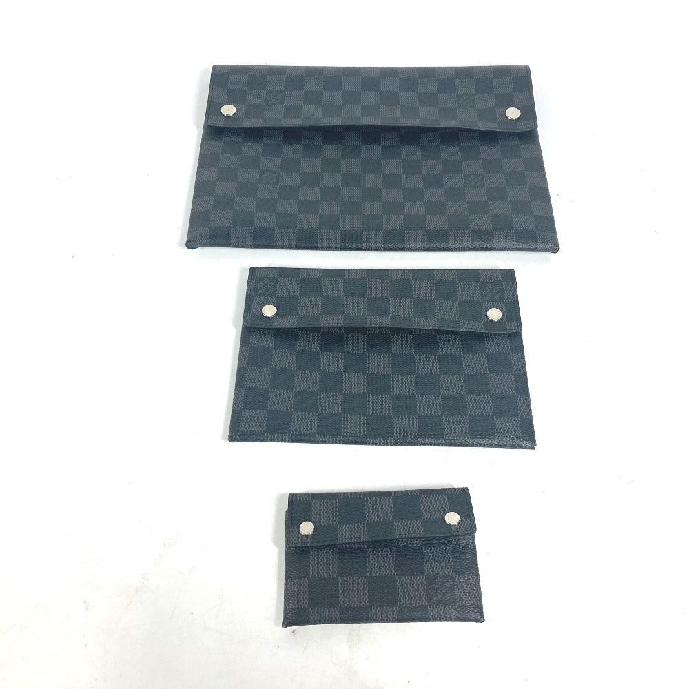 Louis Vuitton Louis Vuitton N60255 Damier Graphit Alpha Triple Pouch Briefcase Set Of 3 Long Wallet Card Case Clutch Bag Graphite Canvas Men Black Size ONE SIZE - 1 Thumbnail