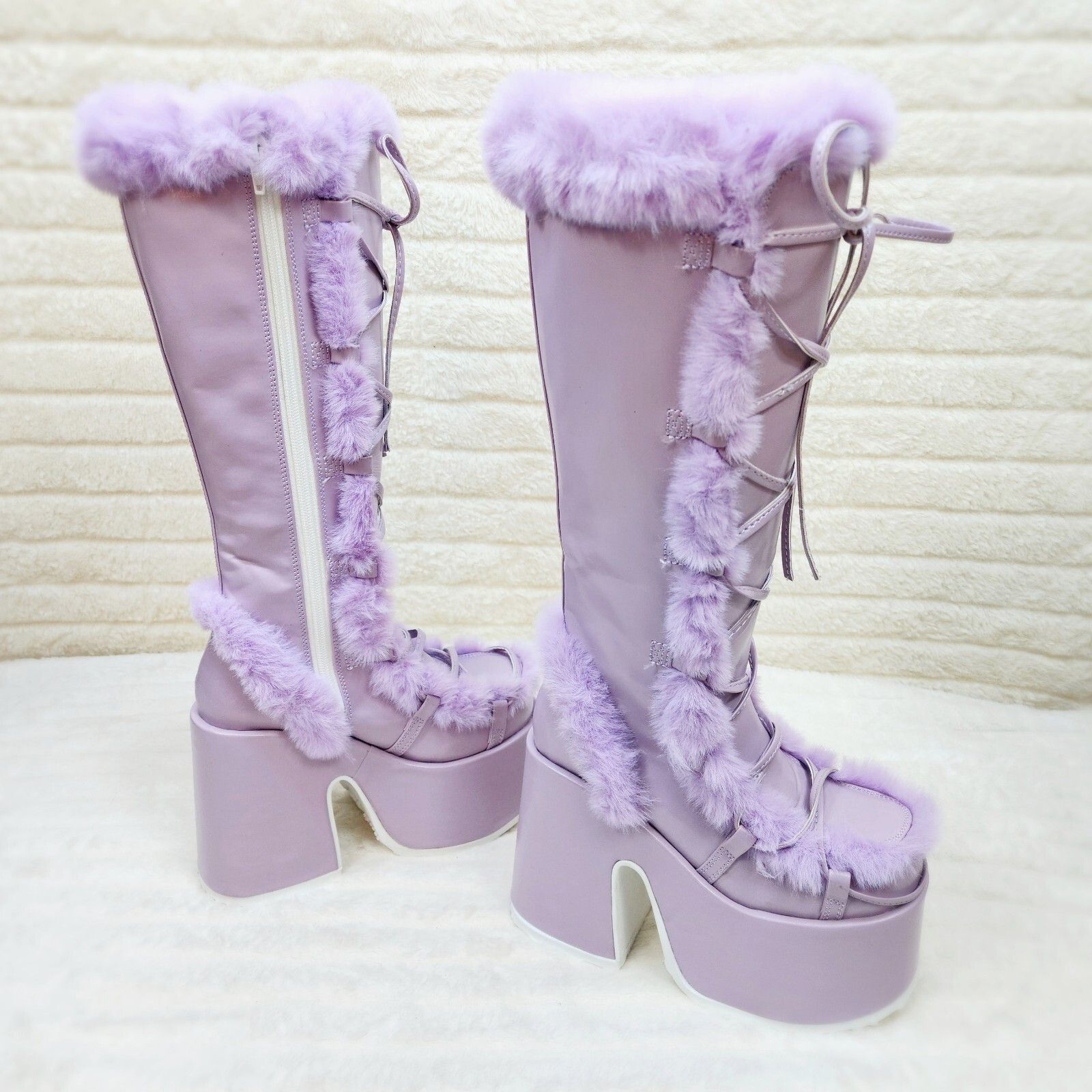Other Camel 311 Stacked Pastel Purple Lilac Platform Goth Punk Kne Size US 7 / IT 37 - 2 Thumbnail
