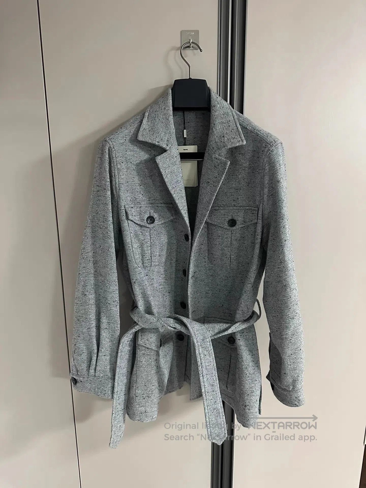 Suitsupply Gray Belted Jacket with Button Closure. Size US L / EU 52-54 / 3 - 1 Thumbnail