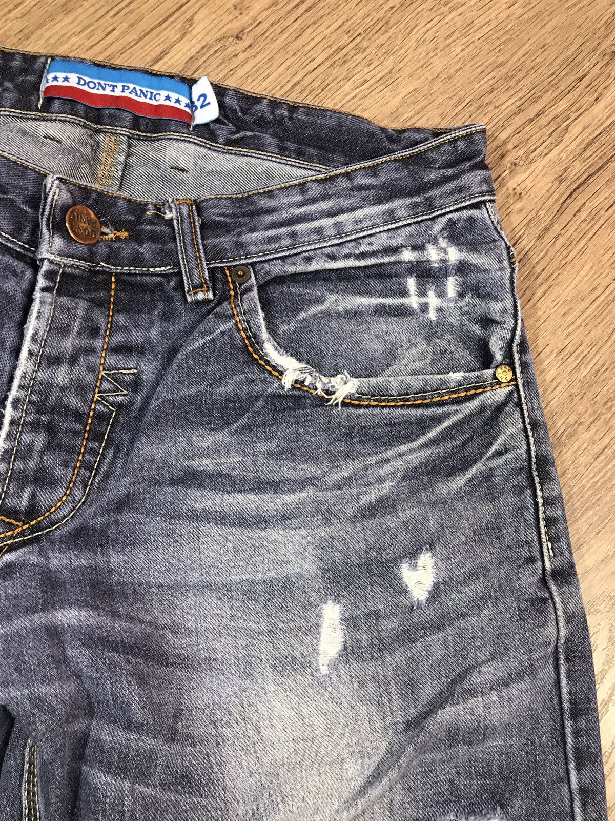 Japanese Brand × Vintage Vintage Distressed Denim Pants Dont Panic Size US 32 / EU 48 - 7 Thumbnail