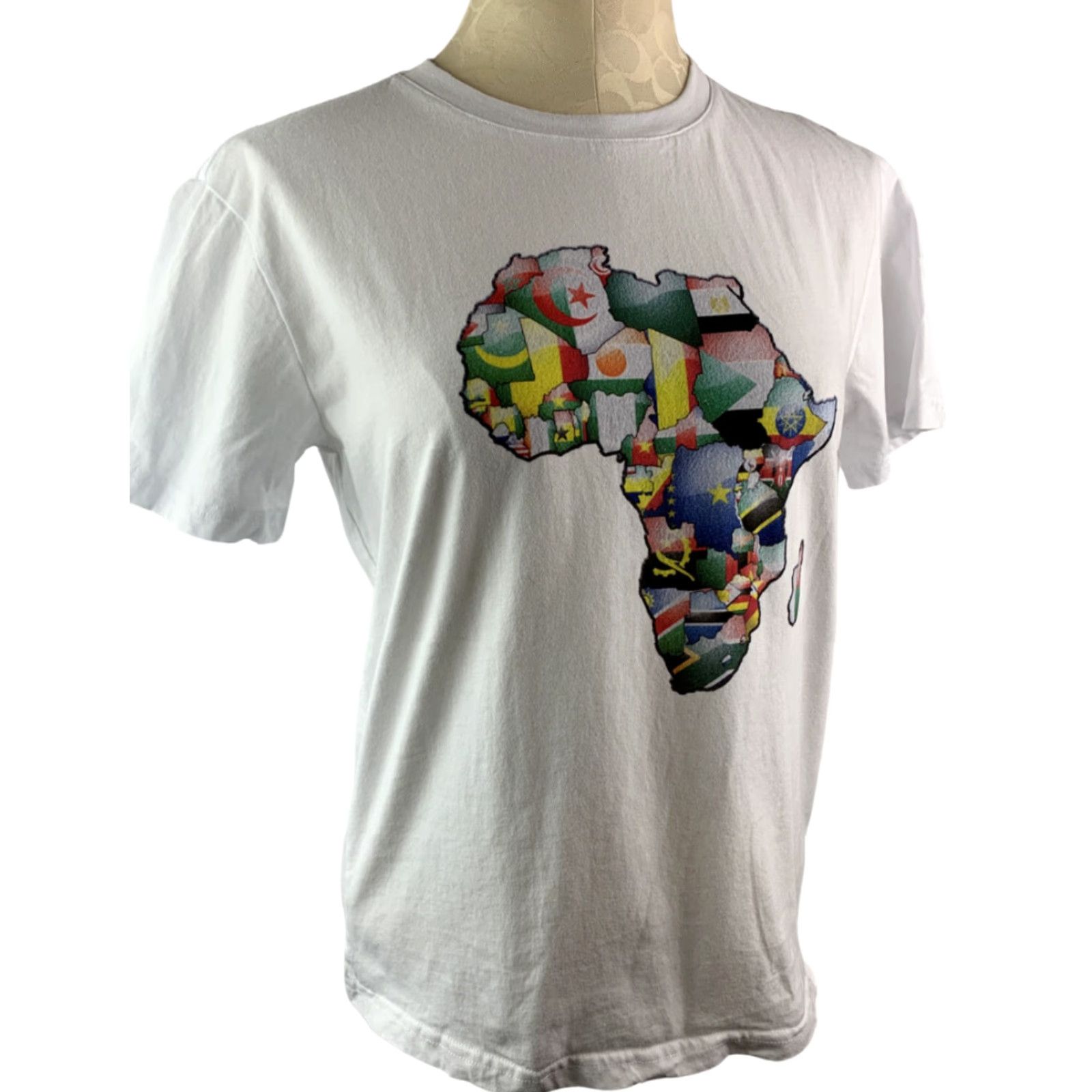 Vintage Medium Short Sleeve TShirt Women's White Map of the African Continent Size M / US 6-8 / IT 42-44 - 2 Thumbnail