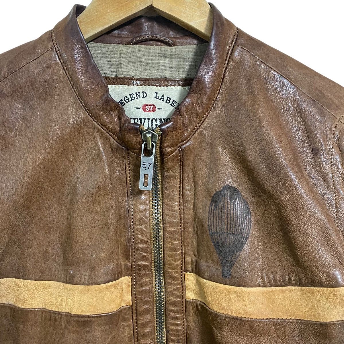 Chevignon Vintage Chevignon Leather Jacket Cafe Racer Brown Patina Size US L / EU 52-54 / 3 - 9 Thumbnail