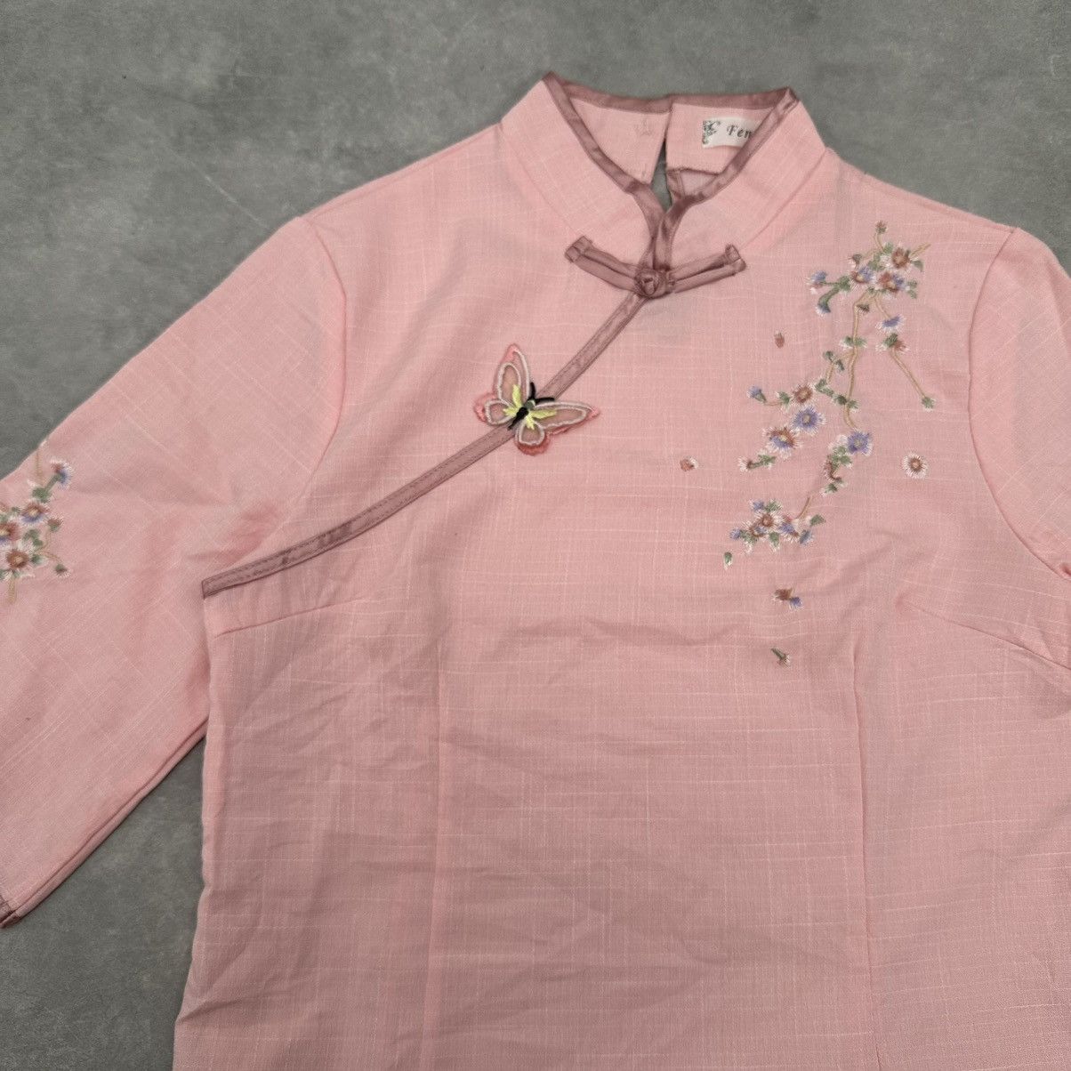 Vintage Pink butterfly CNY cheongsam top Size S / US 4 / IT 40 - 3 Thumbnail