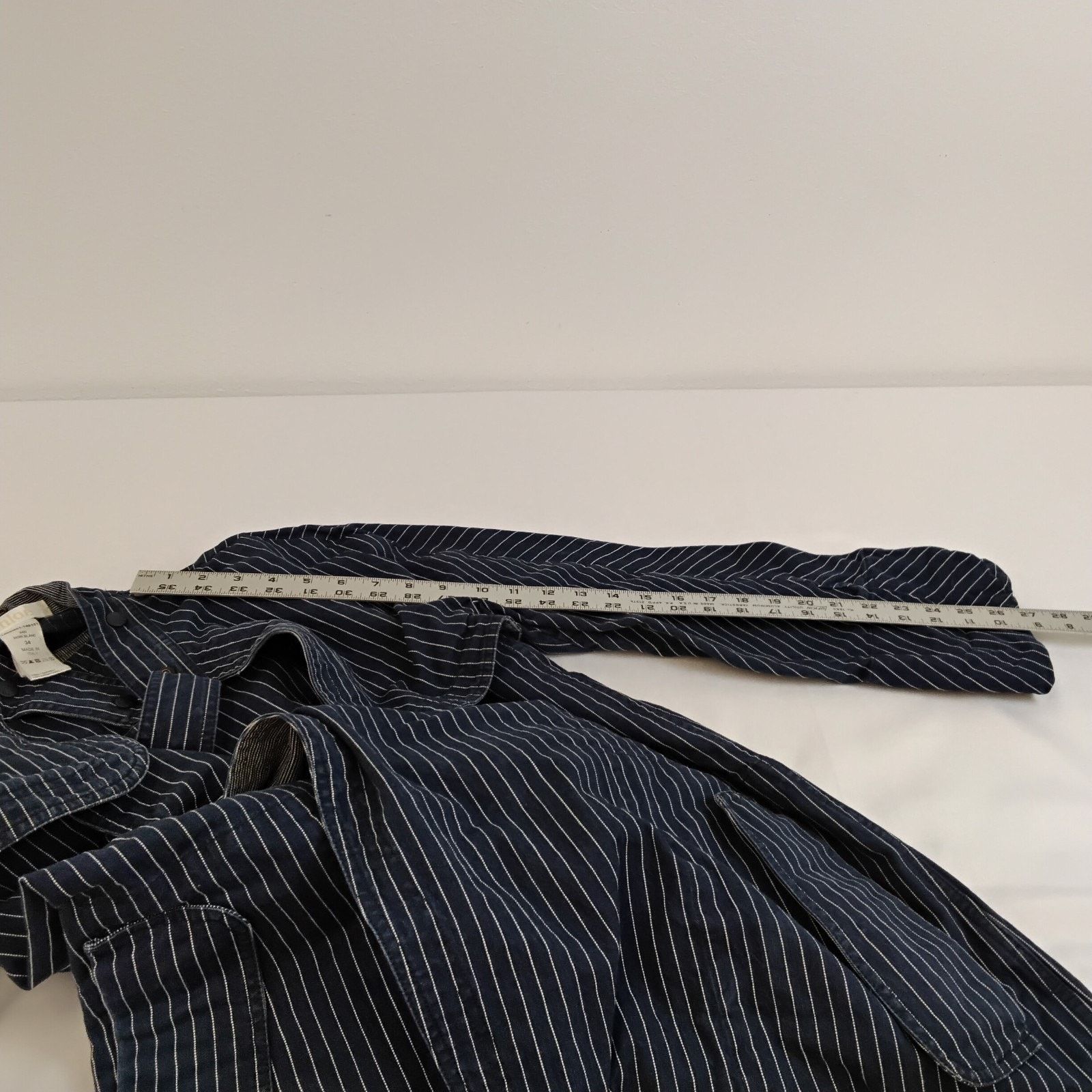 Chloe Chloé Belted Denim Trench Women's 34 (S) Blue Pinstripe Size XS / US 0-2 / IT 36-38 - 9 Thumbnail