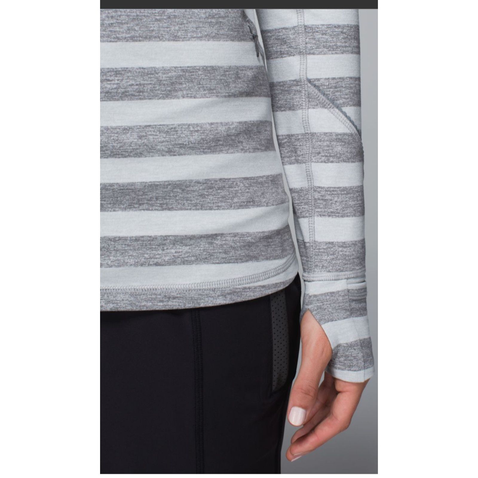 Lululemon Lululemon Race Your Pace Stripe Gray Top Shirt Sz 8 Stretch Size M / US 6-8 / IT 42-44 - 5 Thumbnail