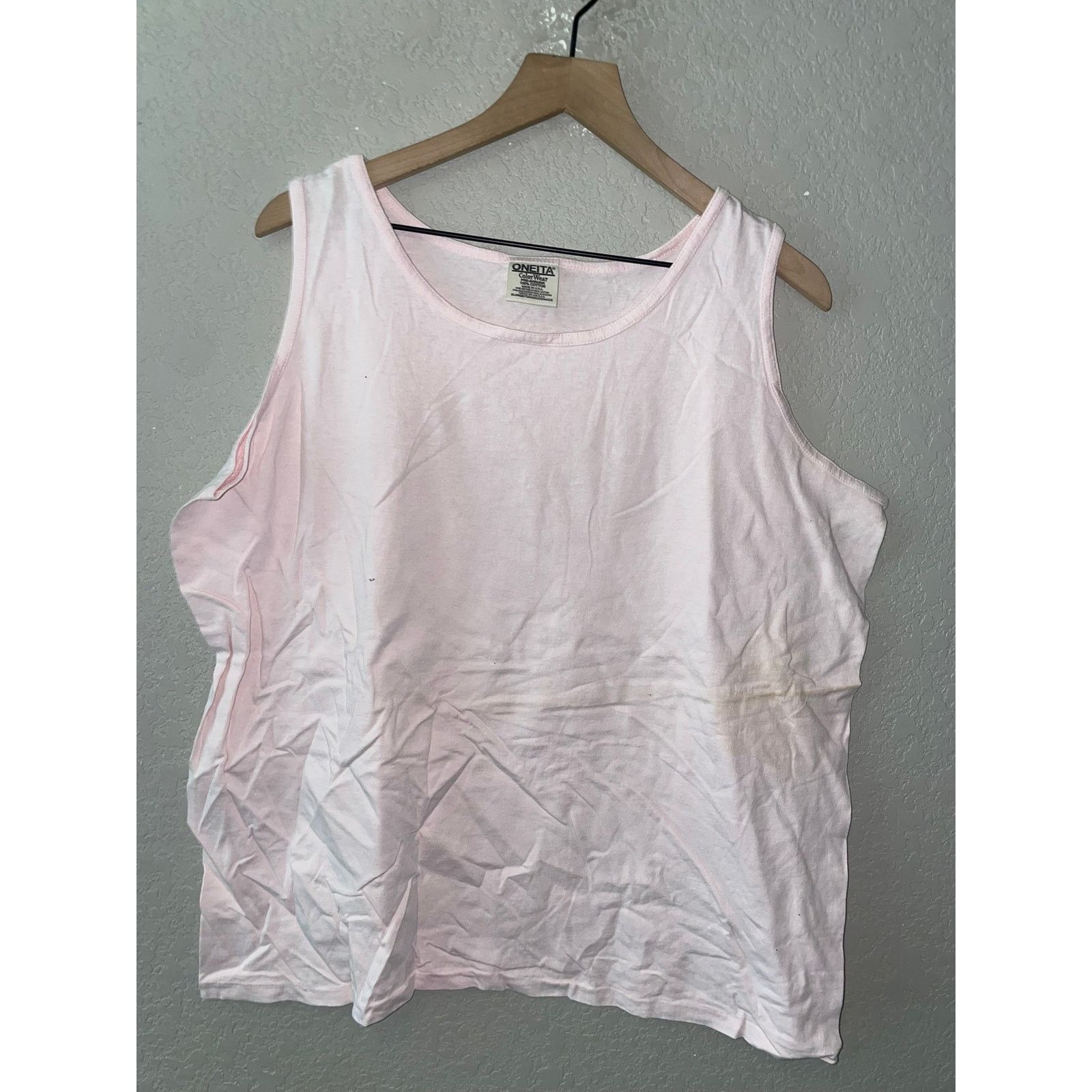 Vintage Vintage Pink Blank Tank Sleeveless shirt Oneita VTG XL 90s Size US XL / EU 56 / 4 - 1 Thumbnail