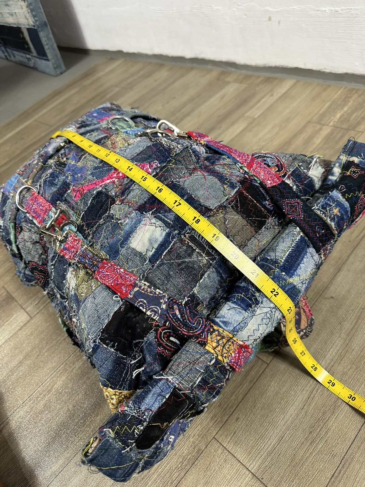 Art Comes First Custom Made Paisley denim Patchwork Roll top Backpack Size ONE SIZE - 12 Thumbnail