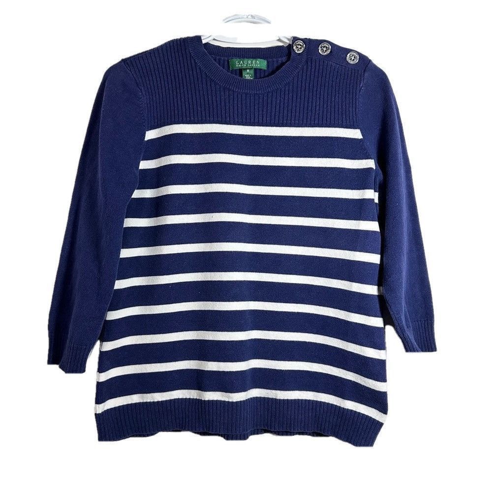 Lauren Ralph Lauren Ralph Lauren Breton Stripes Crewneck Navy Medium Sweater Size M / US 6-8 / IT 42-44 - 1 Thumbnail