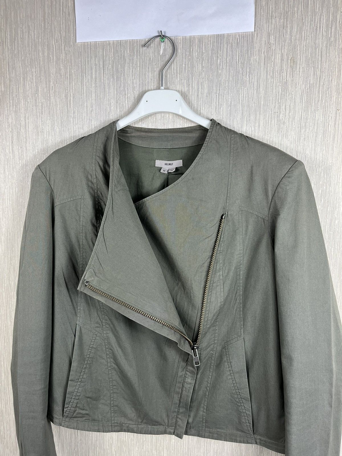 Helmut Lang × Vintage Helmut Lang moto biker cropped asymmetric zip draped jacket Size M / US 6-8 / IT 42-44 - 13 Thumbnail