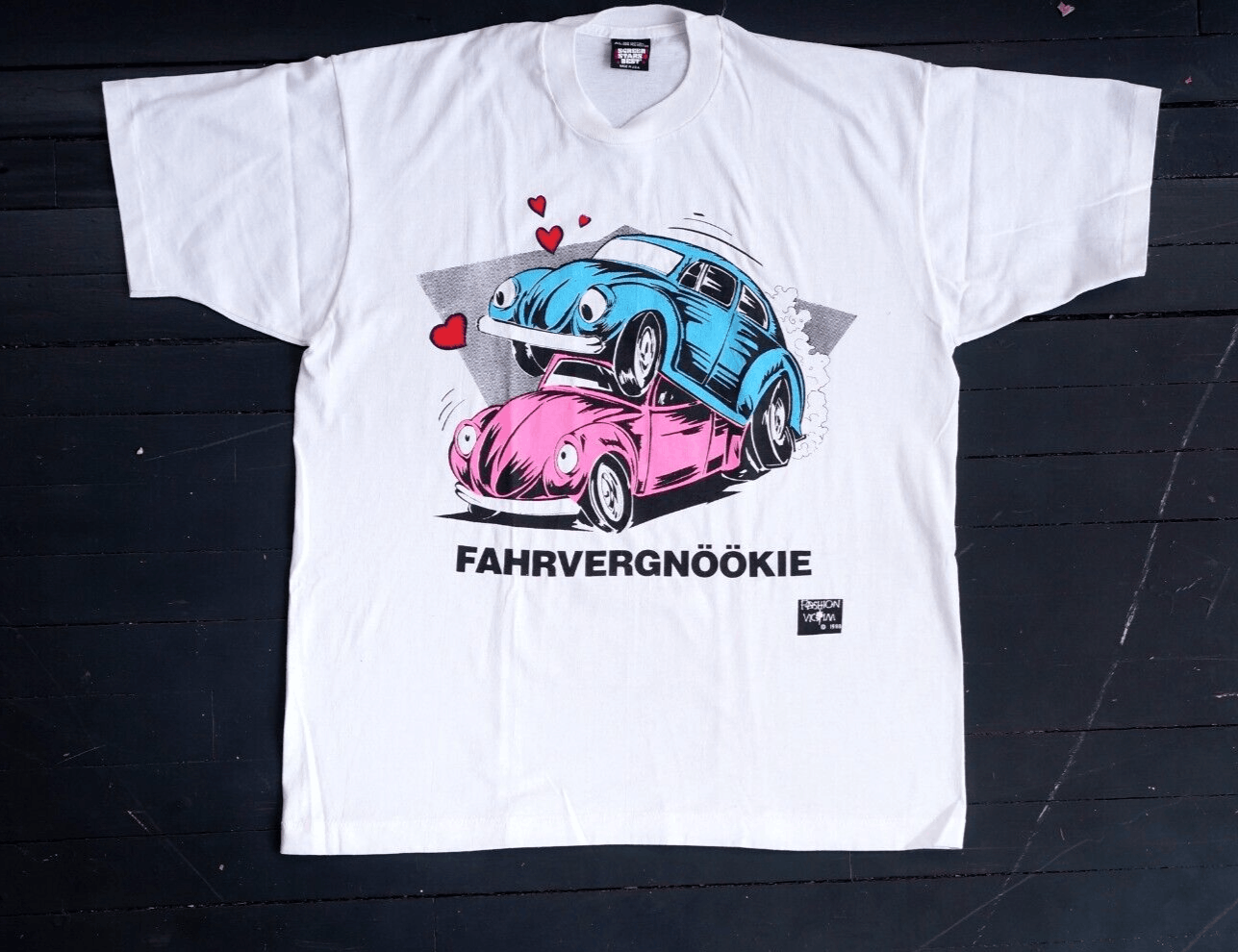 image of One Of A Kind Fashion Victim 1991 Car Love Shirt in White, Men's (Size XL)