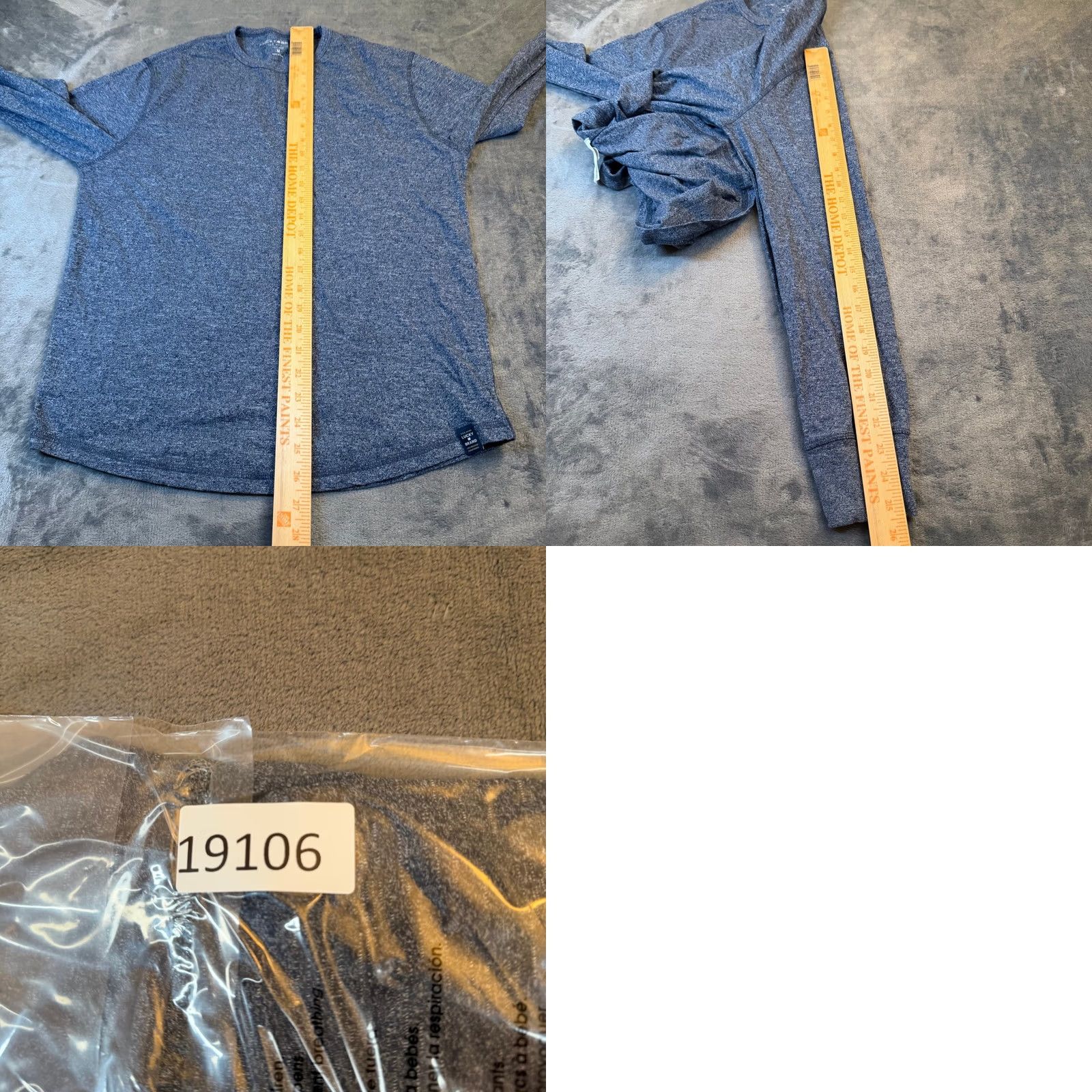 Lucky Brand Lucky Brand Long Sleeve Crewneck T Shirt Mens Medium Blue Heathered Cotton Blend Size US M / EU 48-50 / 2 - 8 Thumbnail