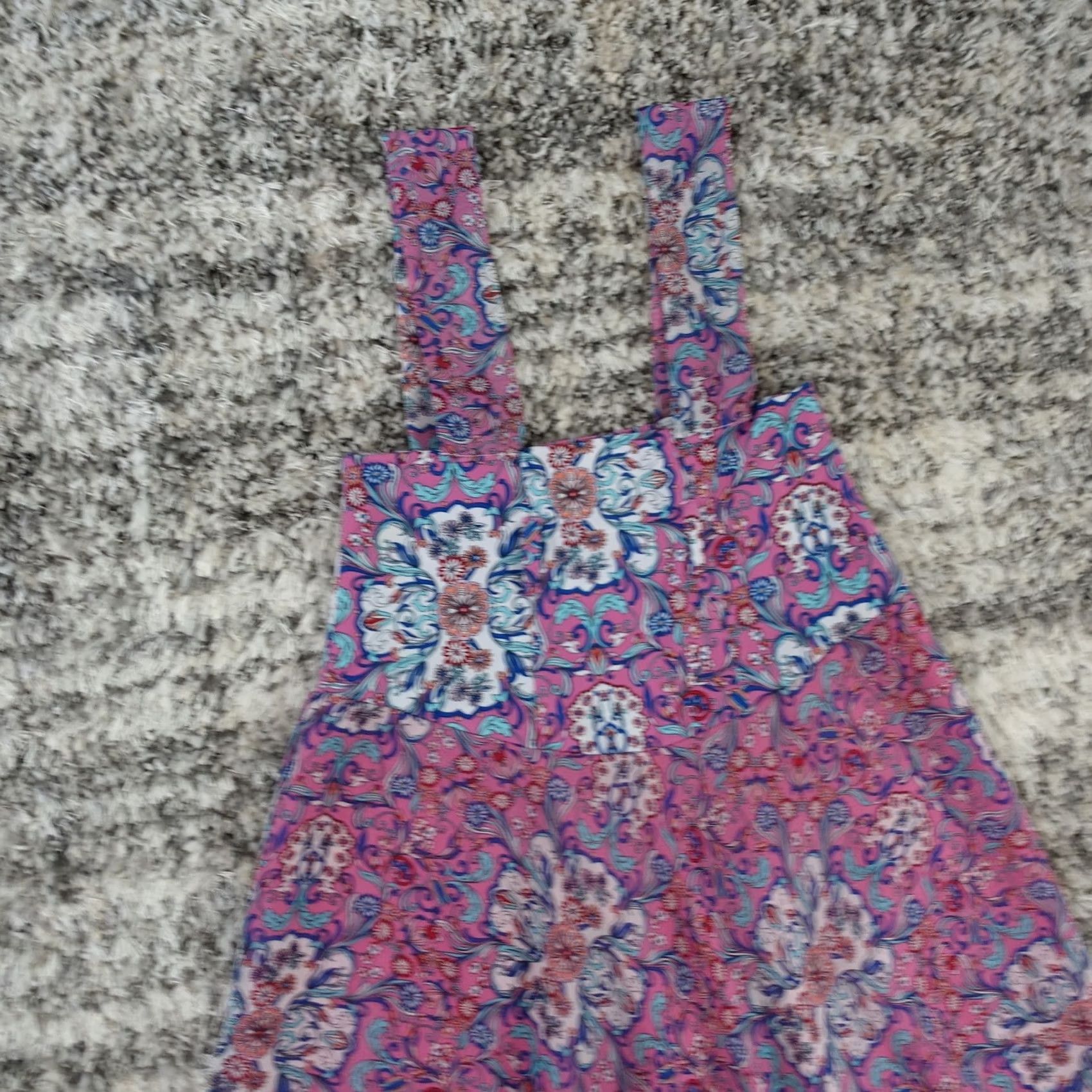 Vintage BISOU BISOU Dress Womens Maxi Sleeveless Floral Ruffles Boho VTG Pink Square Neck Long Casual Party/Cocktail Travel Size M / US 6-8 / IT 42-44 - 2 Thumbnail