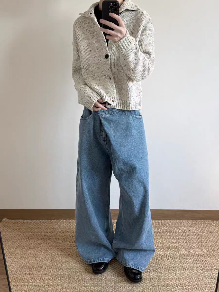 Other Asymmetrical-Cut Wide-Leg Washed Jeans Size US 30 / EU 46 - 2 Thumbnail