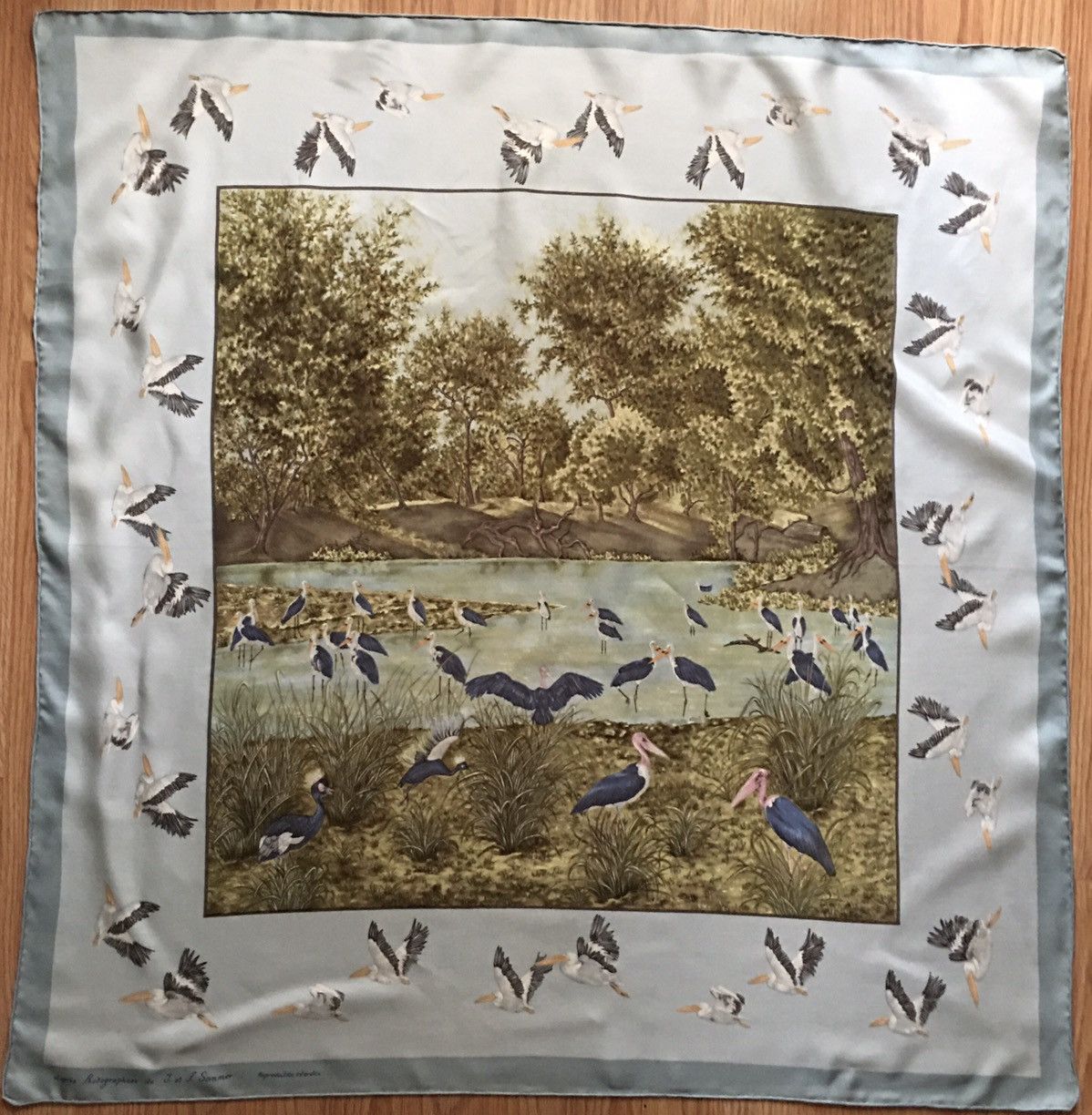 Vintage J. et F. Sommer. Vintage 1960 Marabou Motif Silk Scarf Size ONE SIZE - 1 Thumbnail