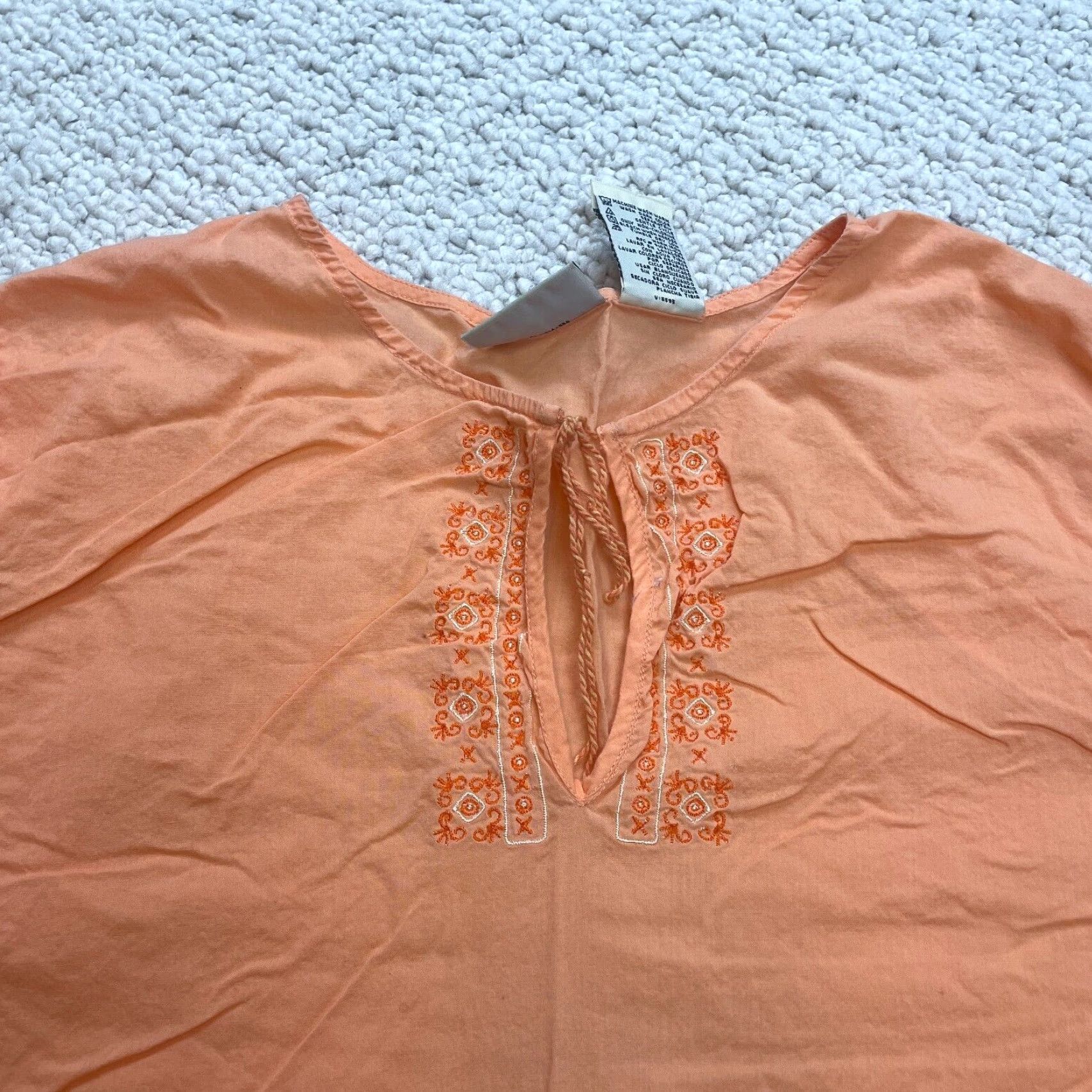 Vintage White Stag Shirt Womens XL Orange Cotton Long Sleeve Split Neck Soft Top Size XL / US 12-14 / IT 48-50 - 5 Thumbnail