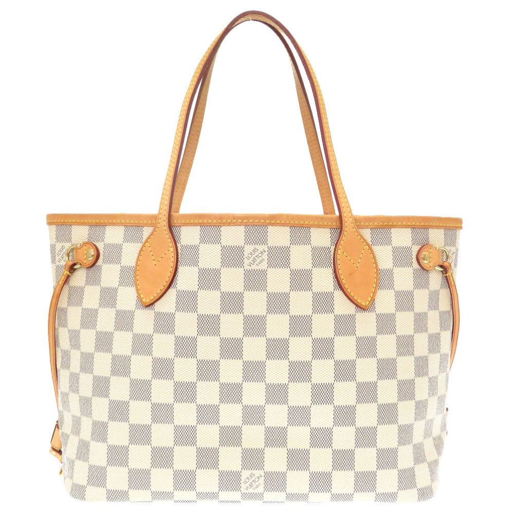 image of Louis Vuitton Damier Neverfull Pm Azure Tote Bag White, Women's
