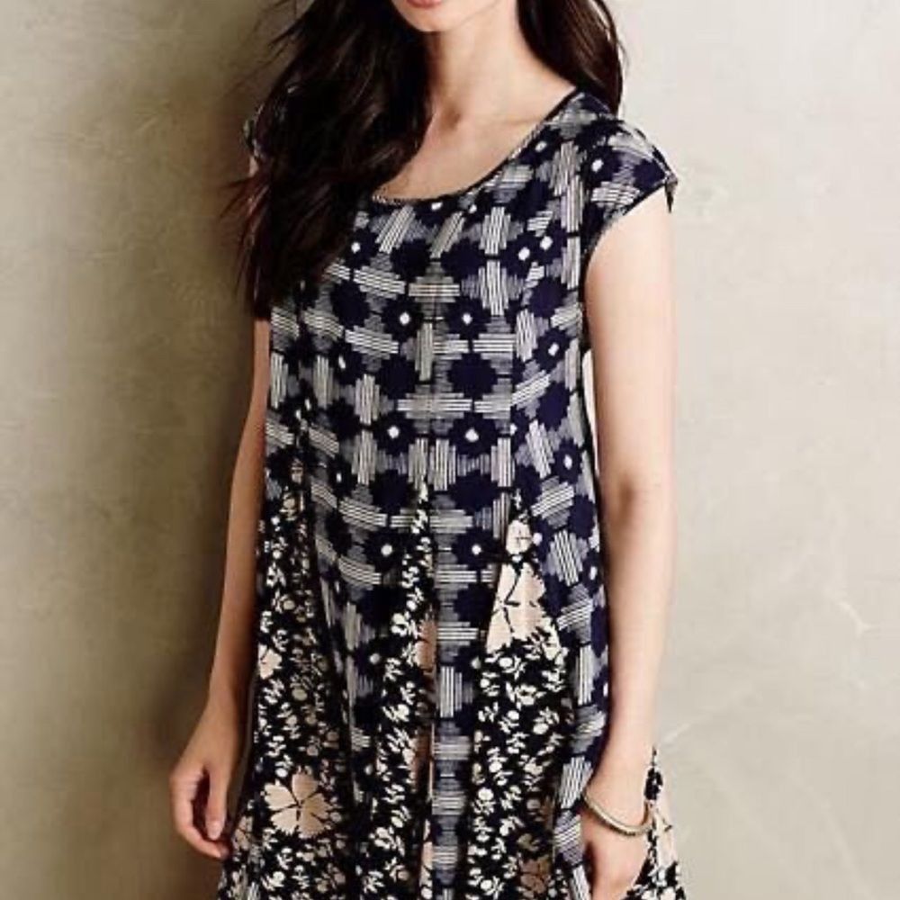 Anthropologie Maeve Blue and White Cap Sleeve Sundress Size XS / US 0-2 / IT 36-38 - 3 Thumbnail