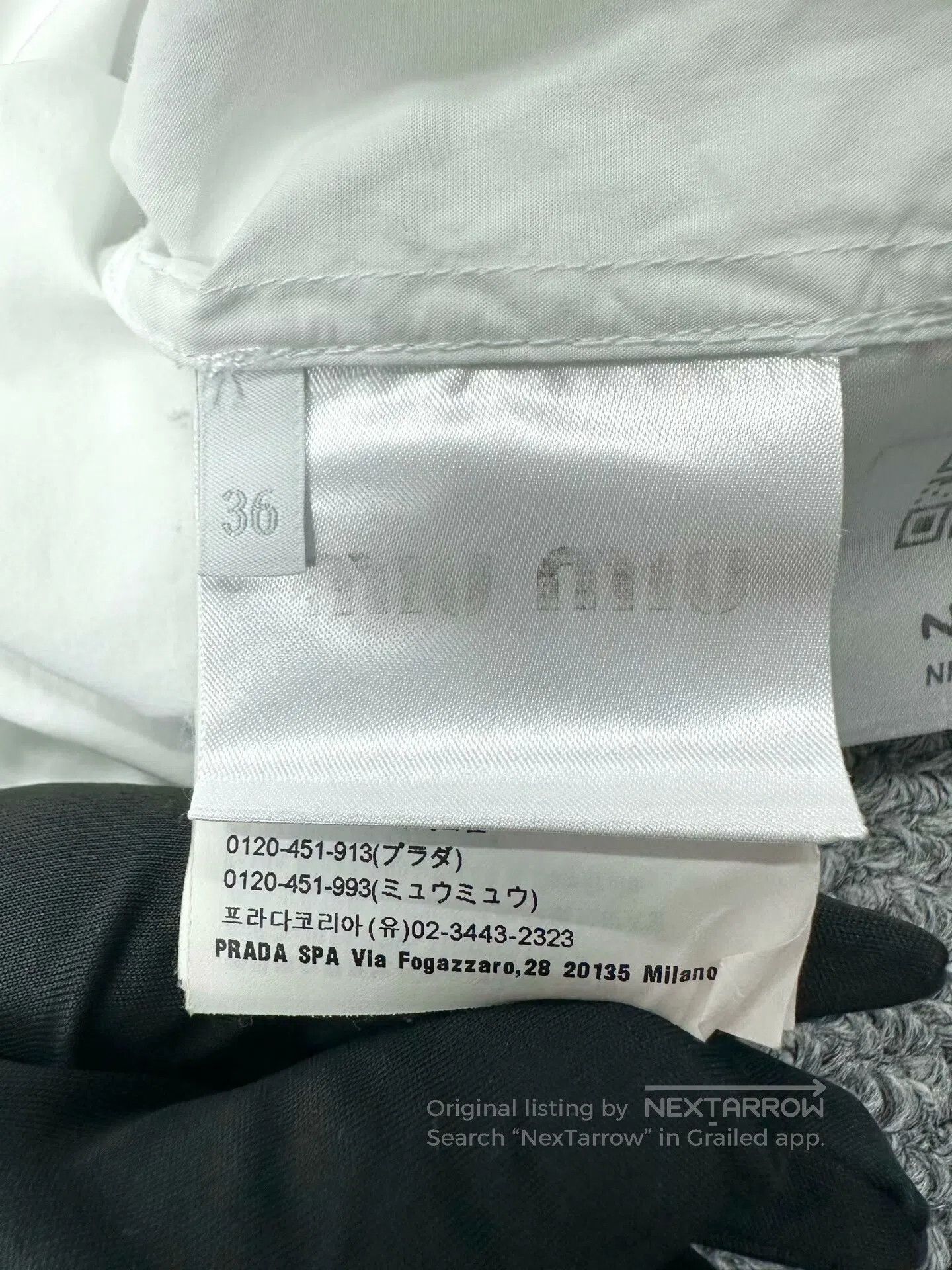Miu Miu Miu Miu White Embroidery Letter Logo Long Sleeve Shirt| Size XS / US 0-2 / IT 36-38 - 4 Thumbnail