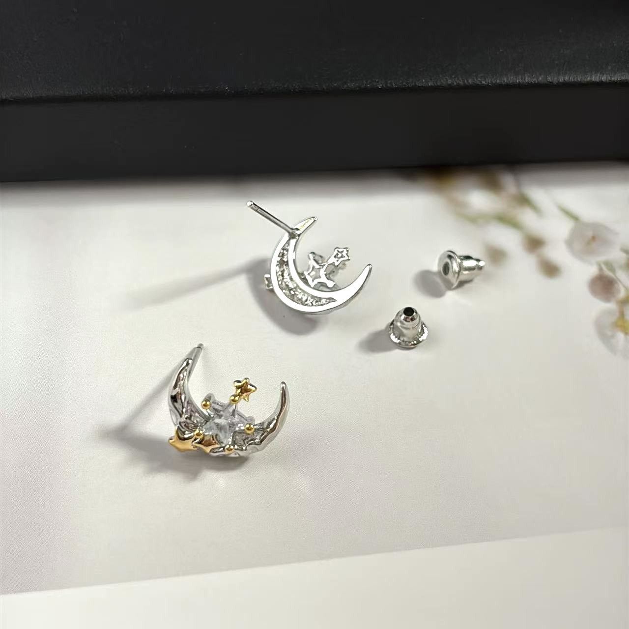 Other Stat and Moon Stud Earrings for Men Women Hip Hop Unisex Size ONE SIZE - 3 Thumbnail