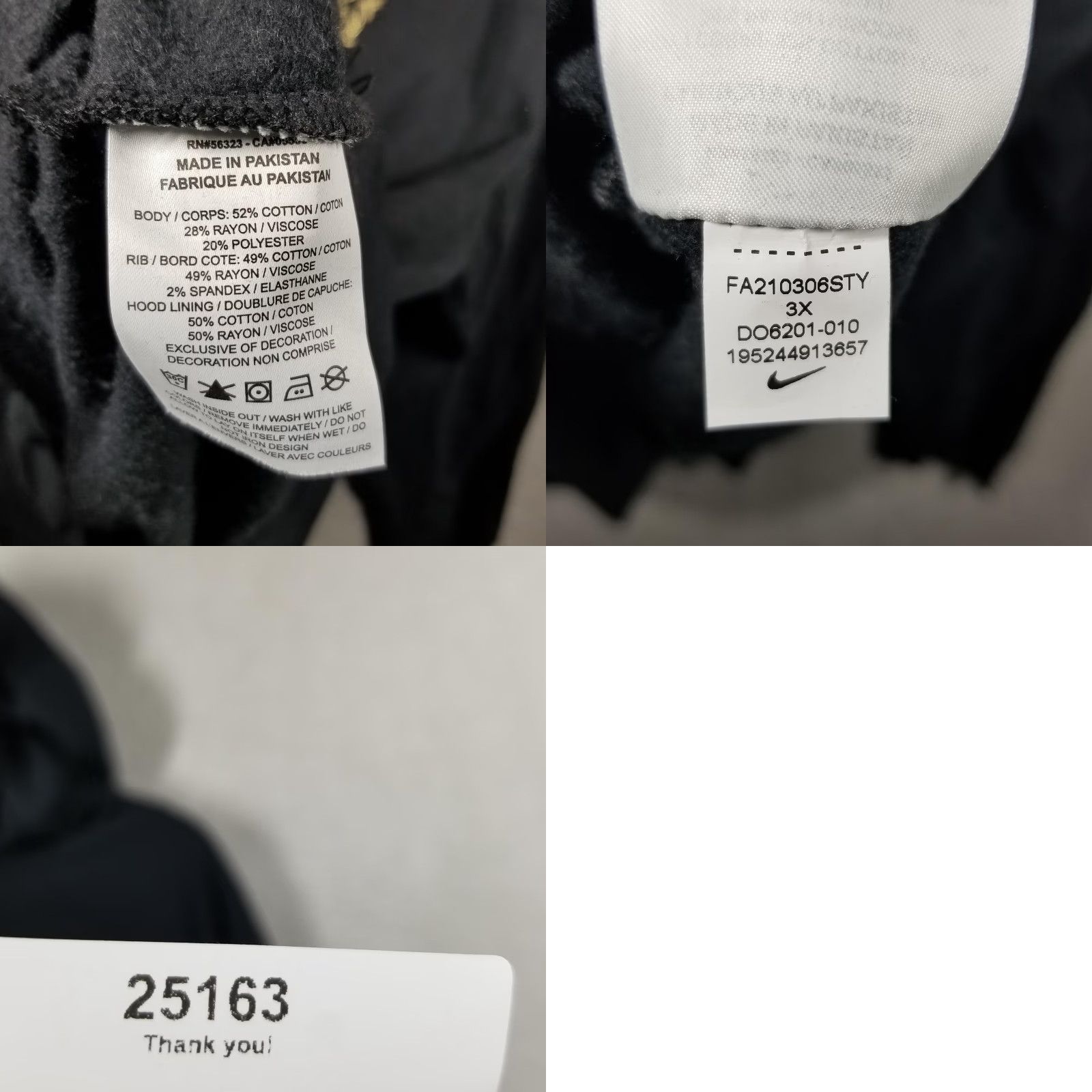 Nike Nike Hoodie Womens 3X Black Gold Glitter Logo Fleece Pullover Pocket DO6201-010 Size XXL / US 16-18 / IT 52-54 - 8 Thumbnail