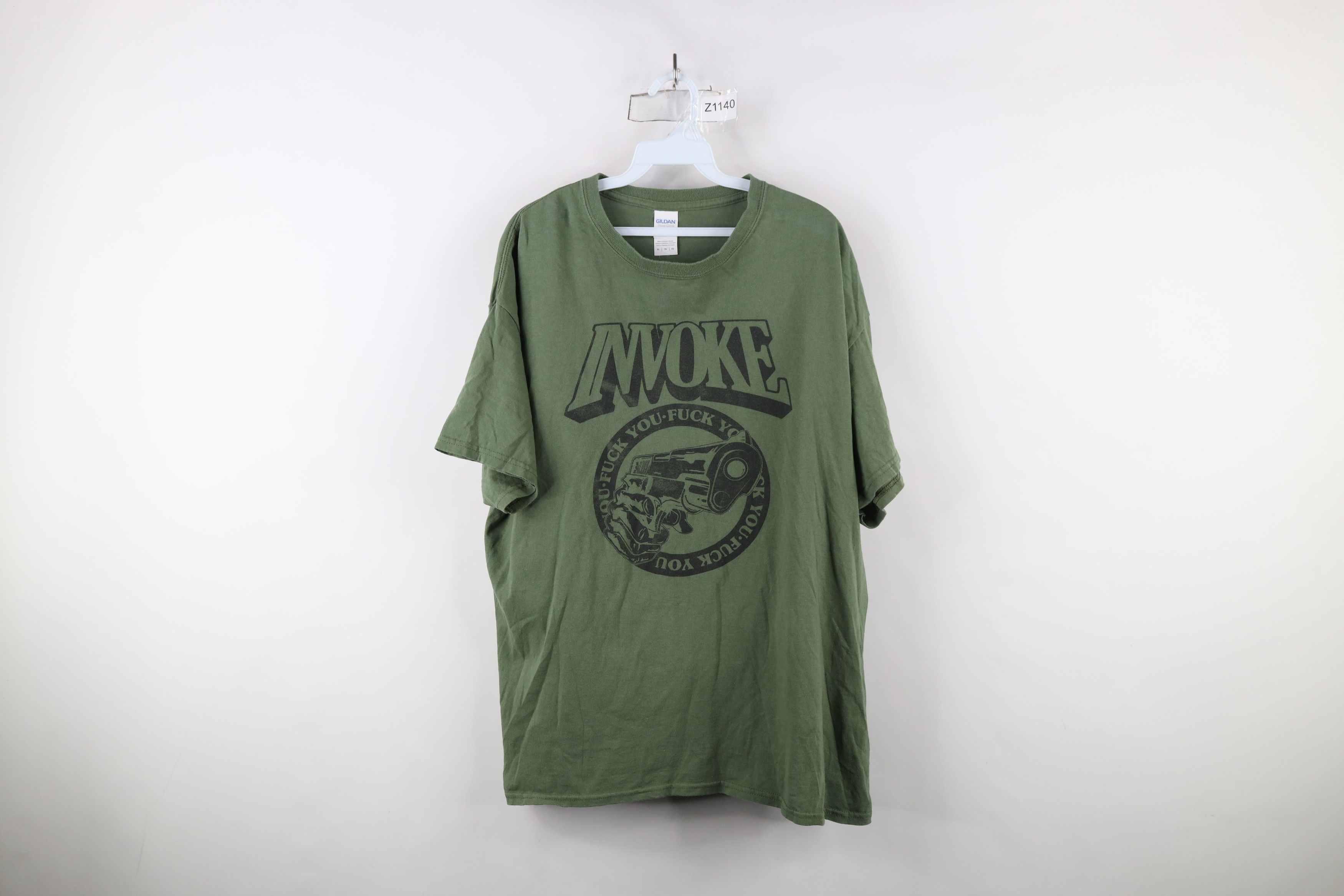 Vintage Vintage Streetwear Invoke F**k You Gun Short Sleeve T-Shirt Size US XL / EU 56 / 4 - 1 Thumbnail