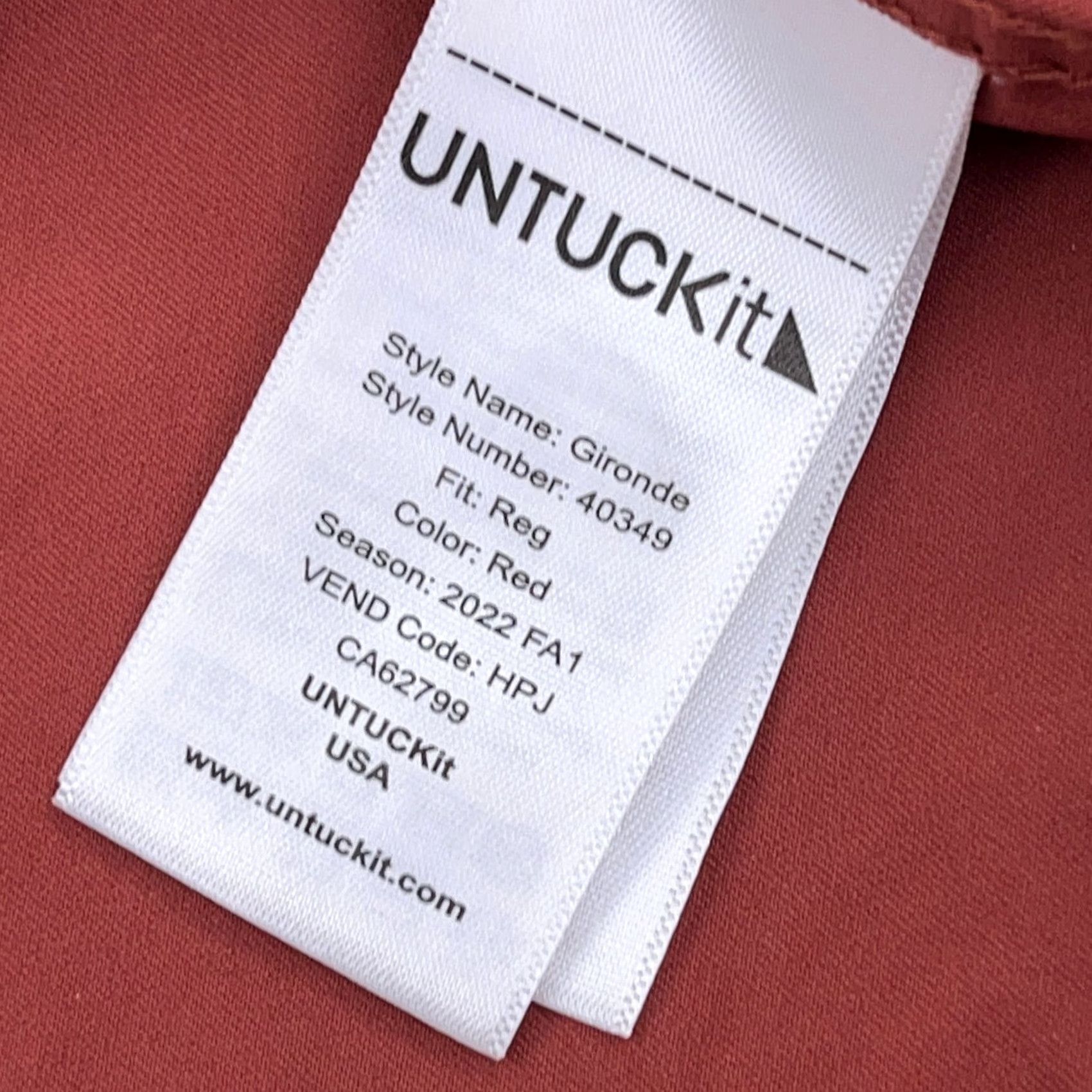 UNTUCKit UNTUCKit Shirt Men Large Orange Button-Up Nylon Performance Stretch Pocket Dress Size 42R - 4 Thumbnail