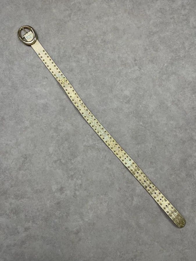 Roberto Cavalli 2000s Cavalli Golden Crocodile Effect Leather Belt Size ONE SIZE - 9 Thumbnail