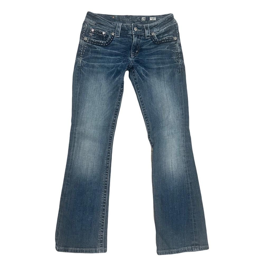 Designer Miss Me Embellished Crystal Signature Boot Cut Jeans 28 Size 28" / US 6 / IT 42 - 2 Thumbnail